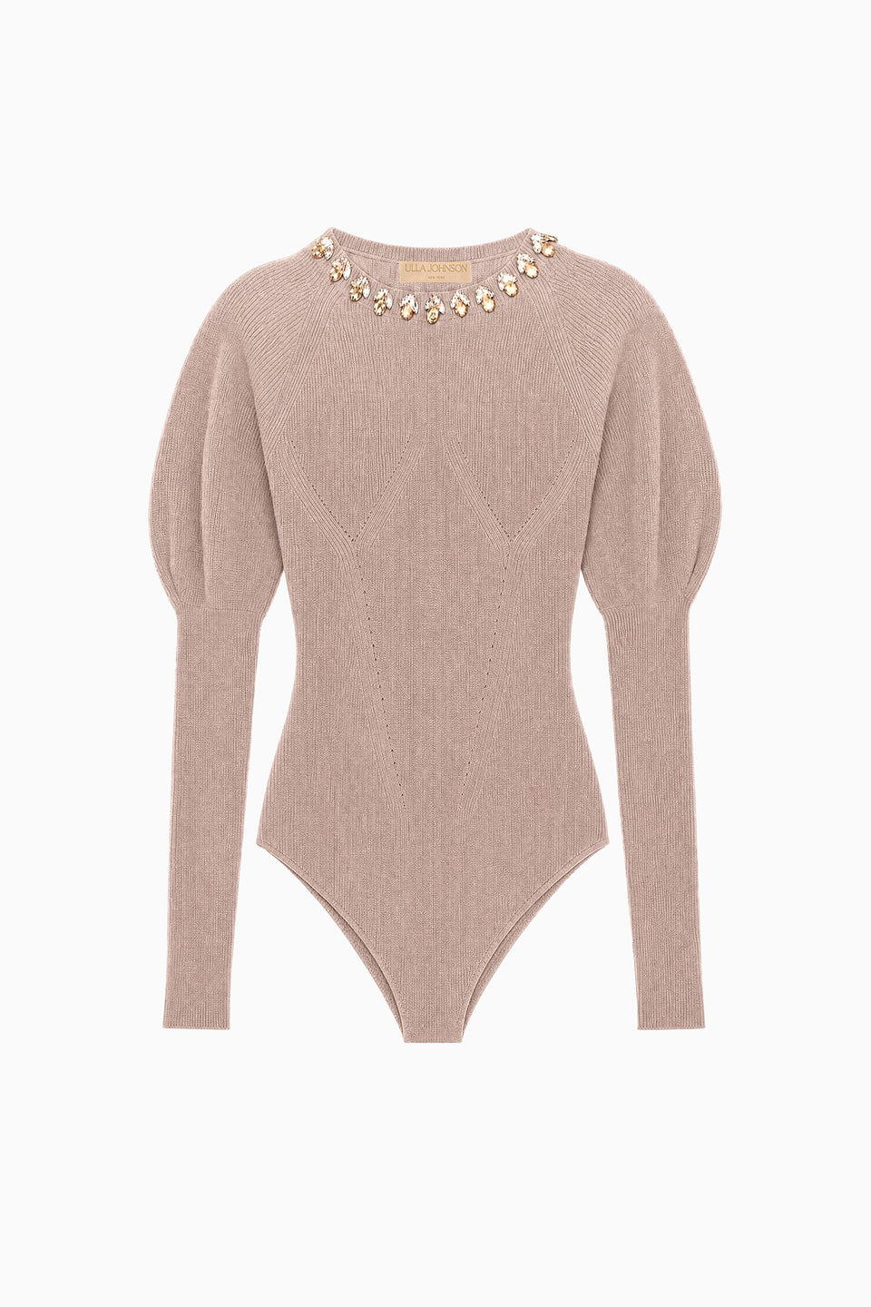 Imara Wool Bodysuit with Embellishments - Pebble