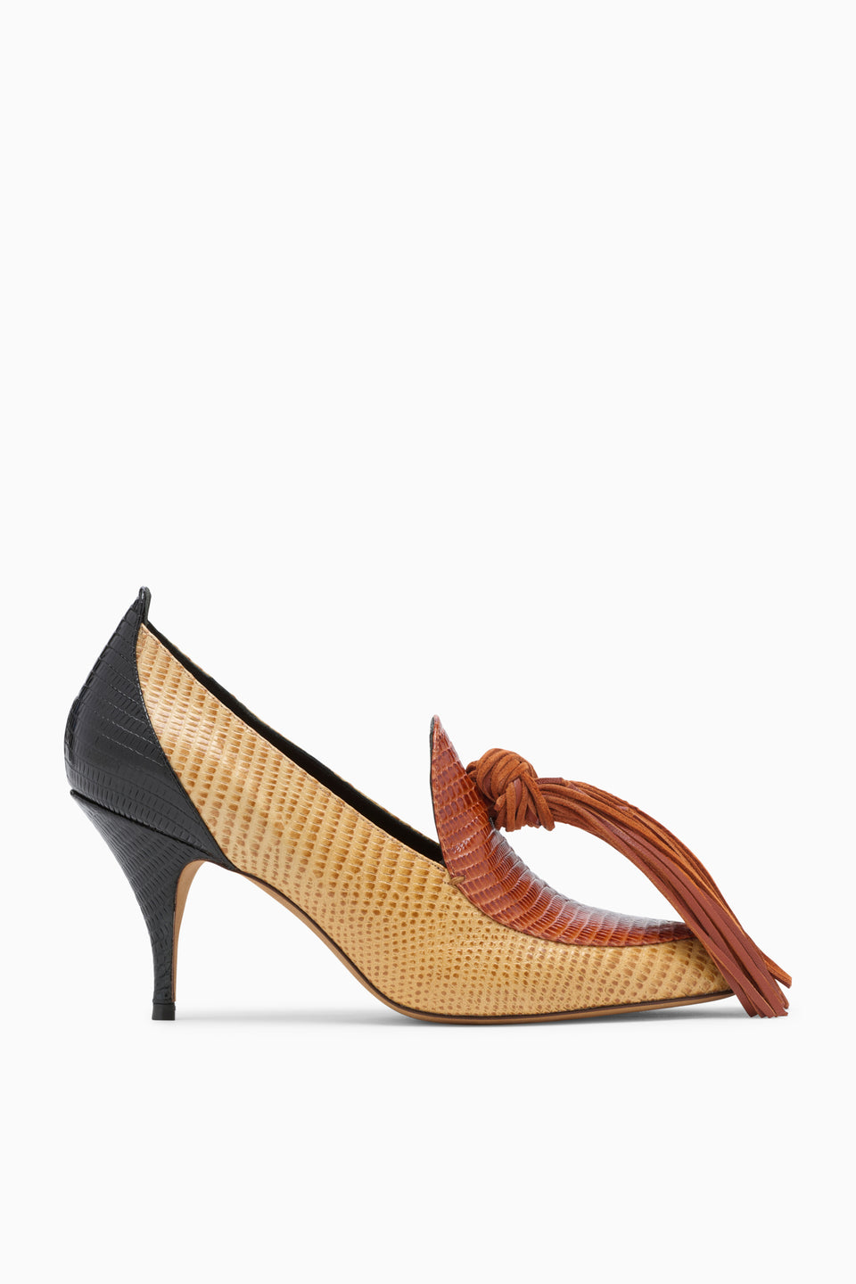 Agata Tassel Pump - Bisque