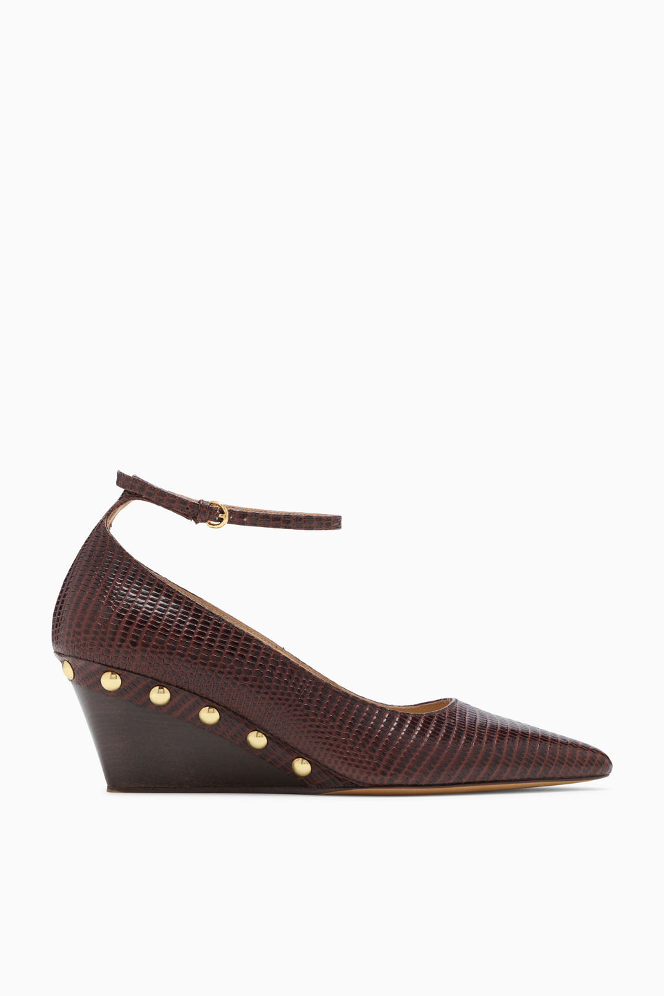 Studded Wedge Pump - Mahogany