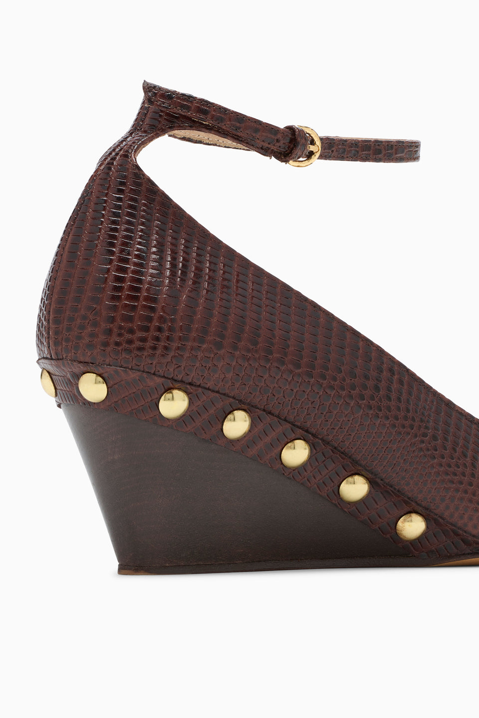 Studded Wedge Pump - Mahogany