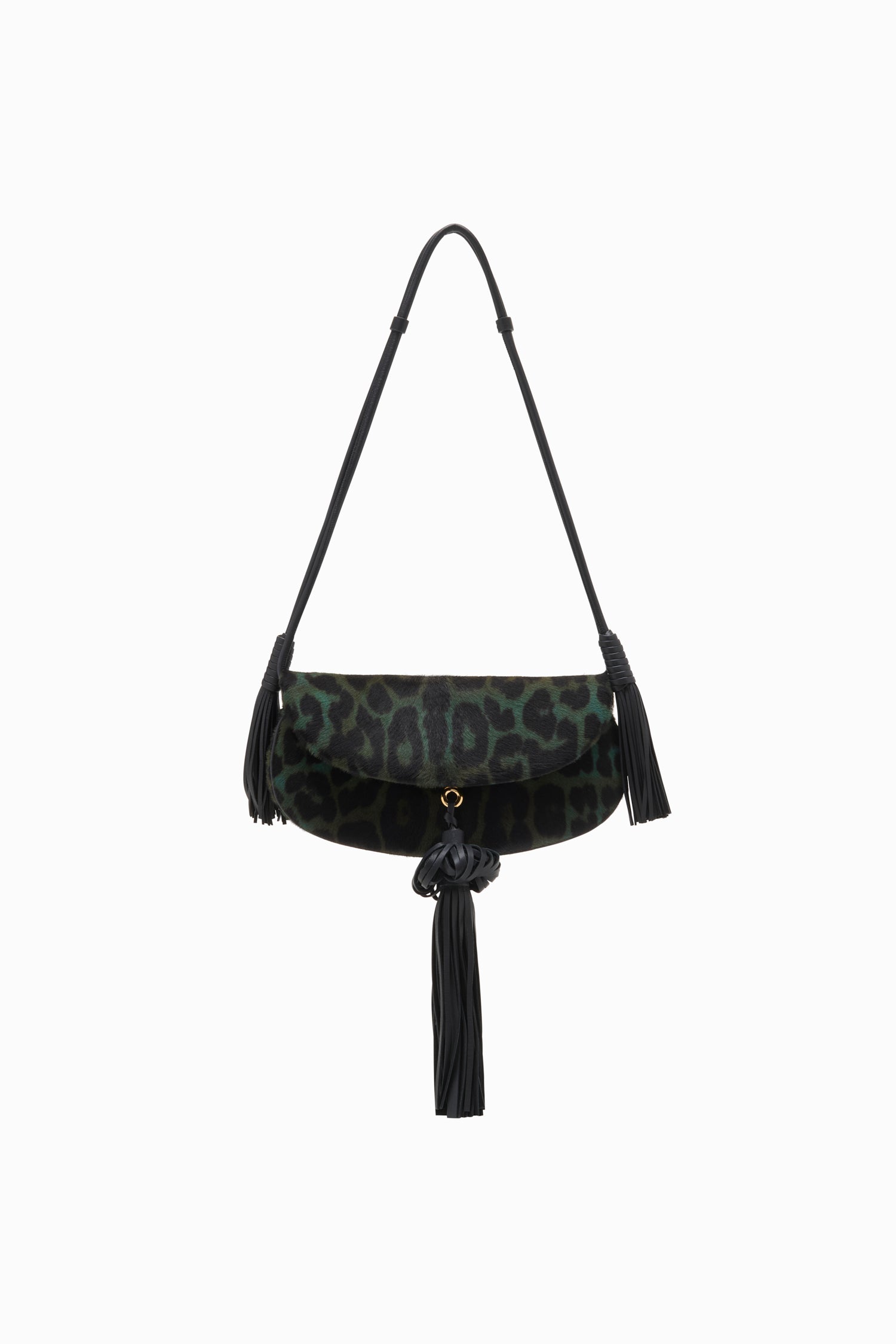 Paloma Flap Tassel Bag - Emerald Leopard