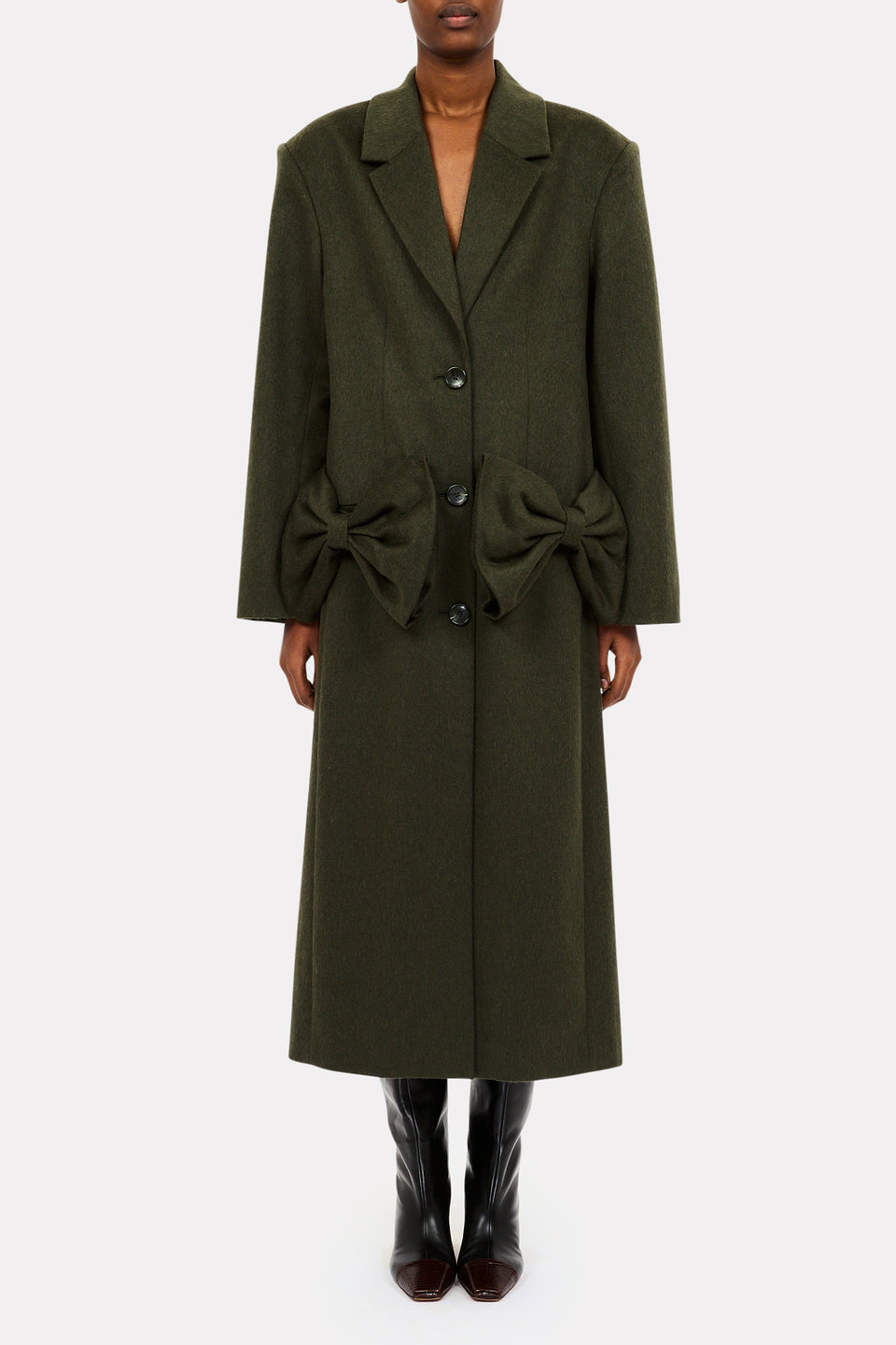 Corin Wool Coat with Bows - Willow