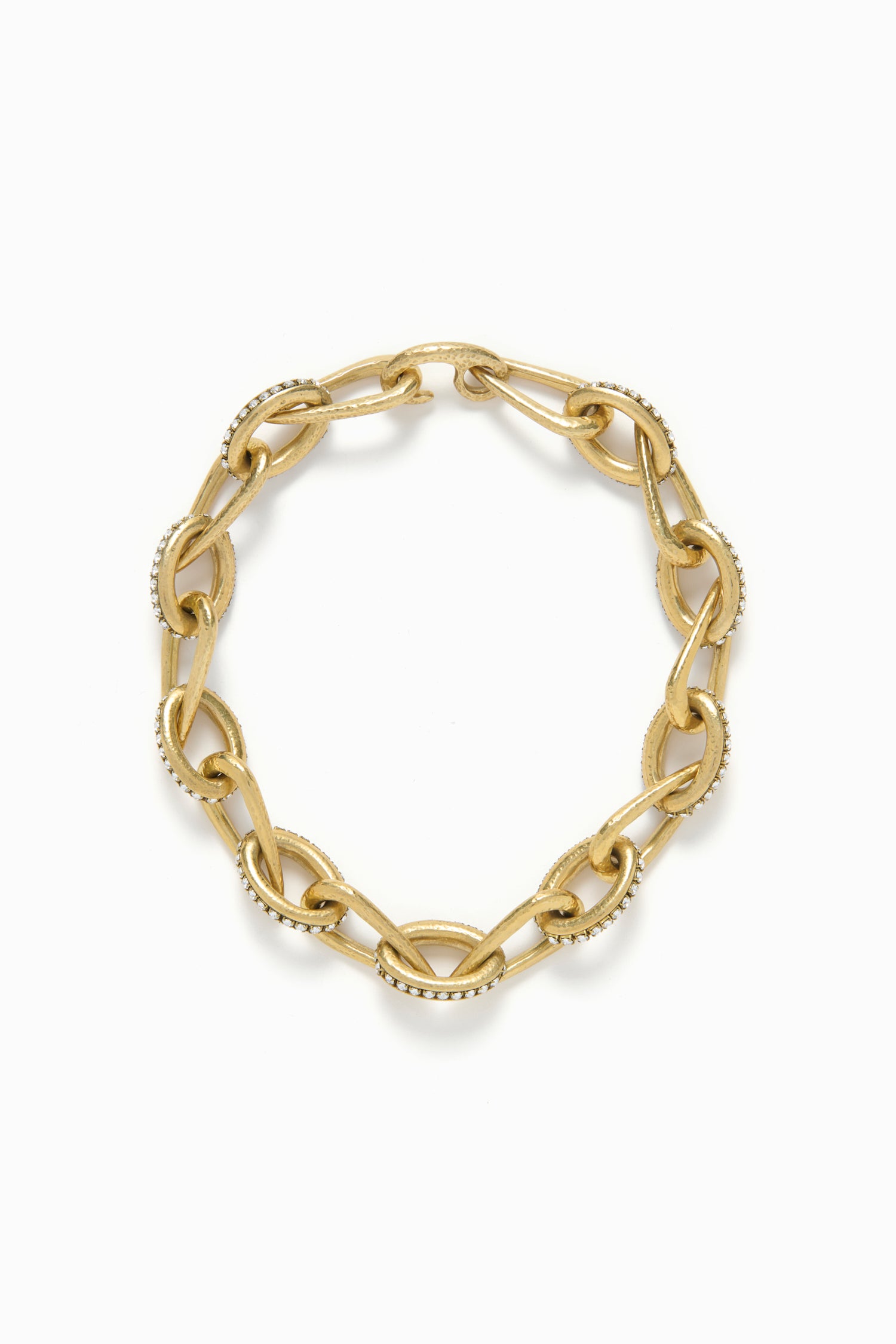 Chunky Teardrop Chain w/Pave - Brass