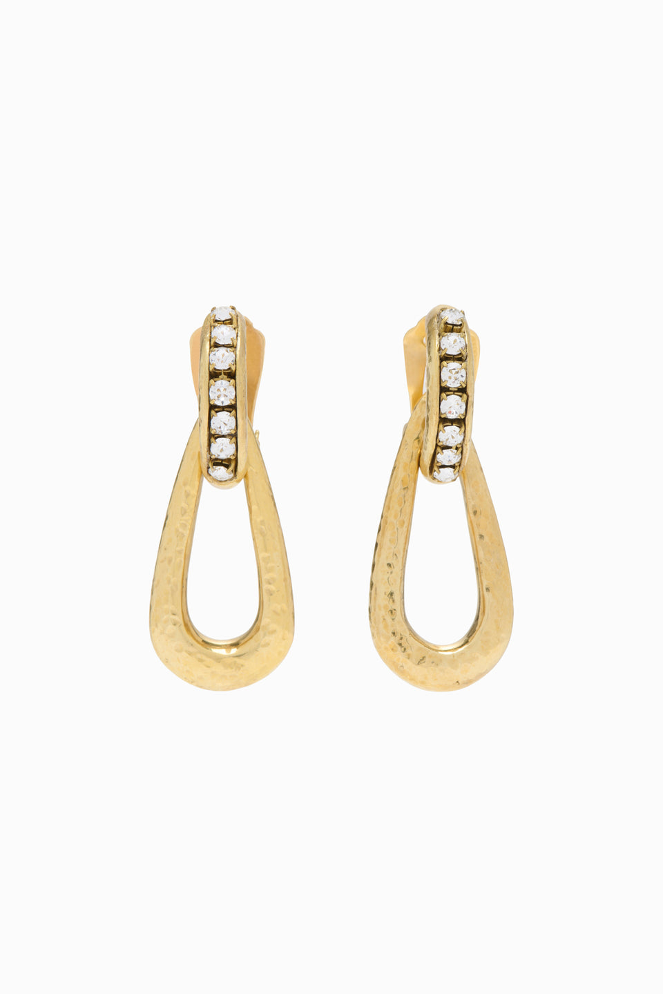 Chunky Teardrop Earring w/Pave - Brass