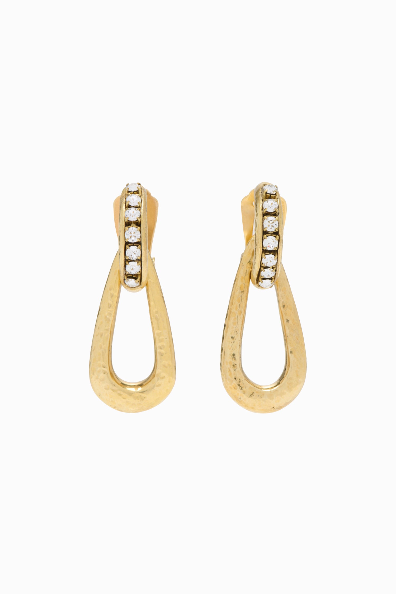 Chunky Teardrop Earring w Pave Brass