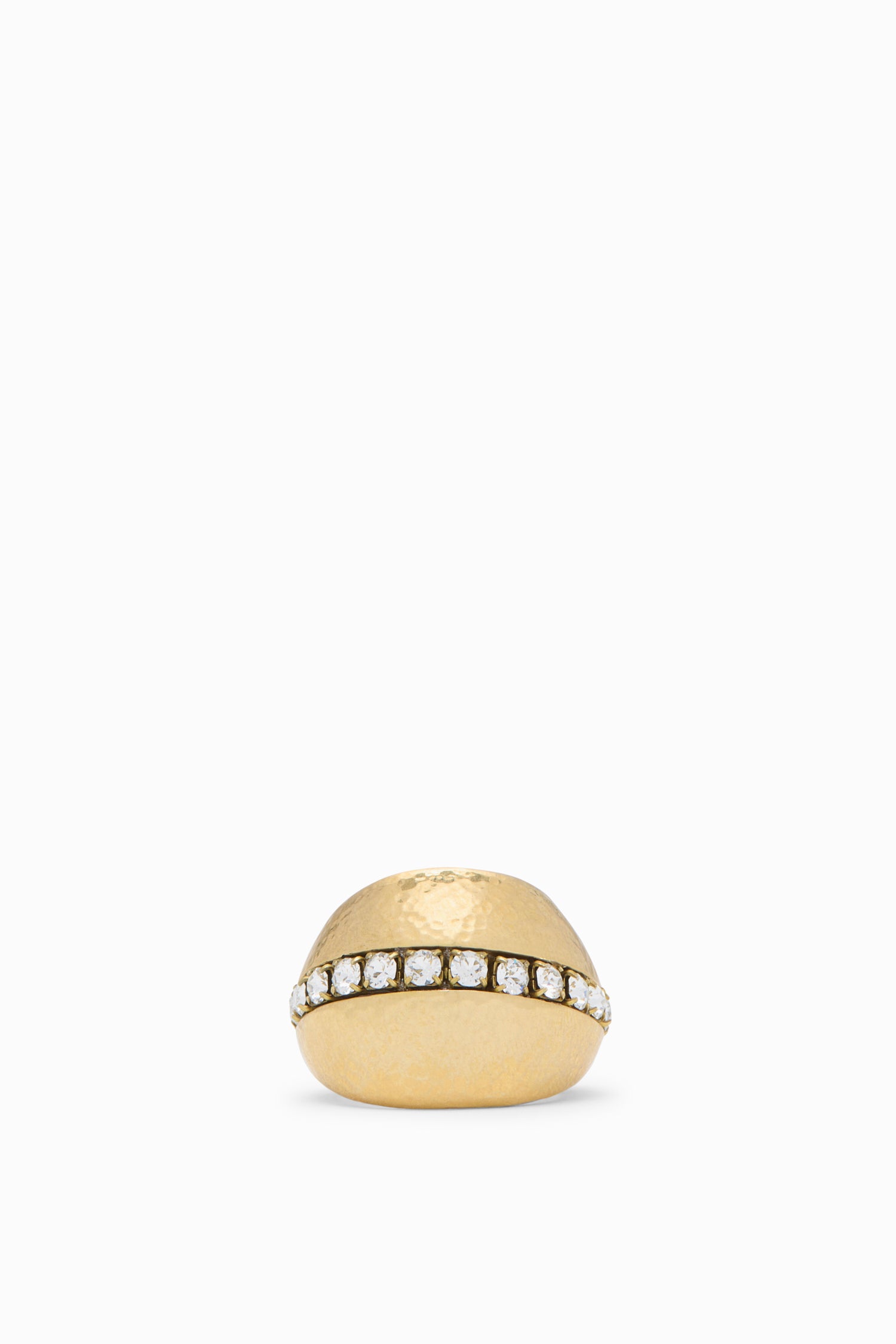 Pointed Ring w Pave Brass