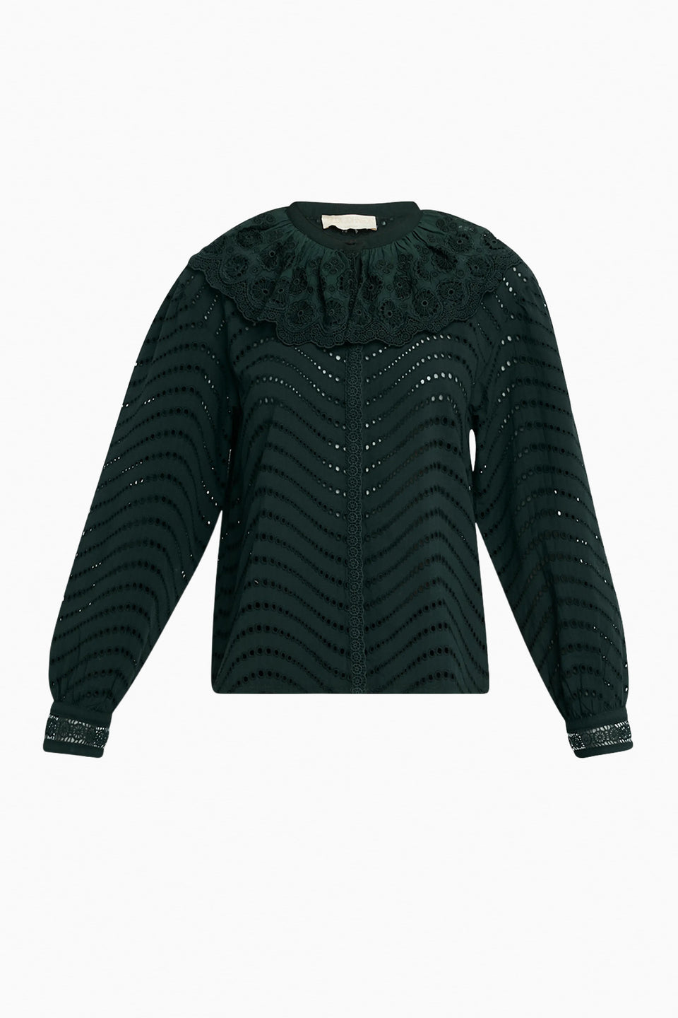 Fia Scallop Collar Long Sleeve Blouse - Cypress