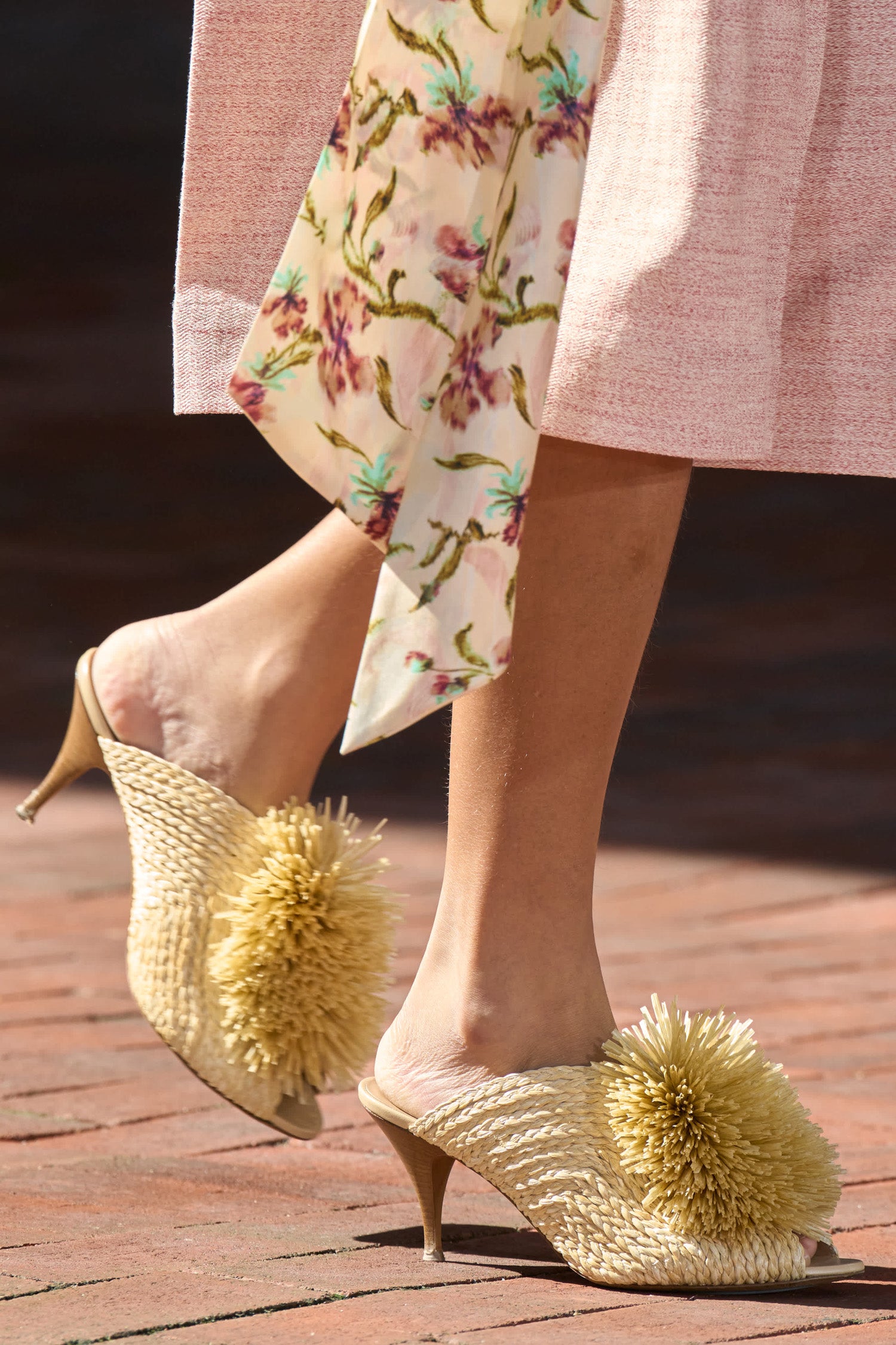 Ulla Johnson ⁣⁢Mule à talon haut et franges en raphia - Sable⁤⁣