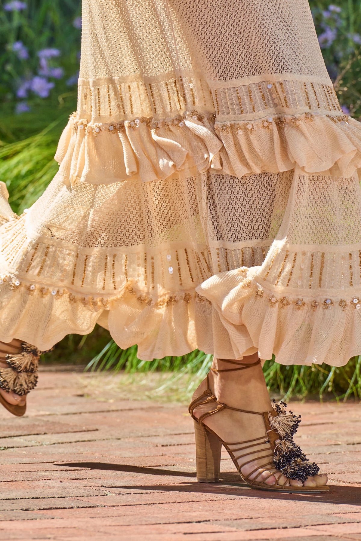 Anouk Ruffle Midi Knit Skirt - Cowrie