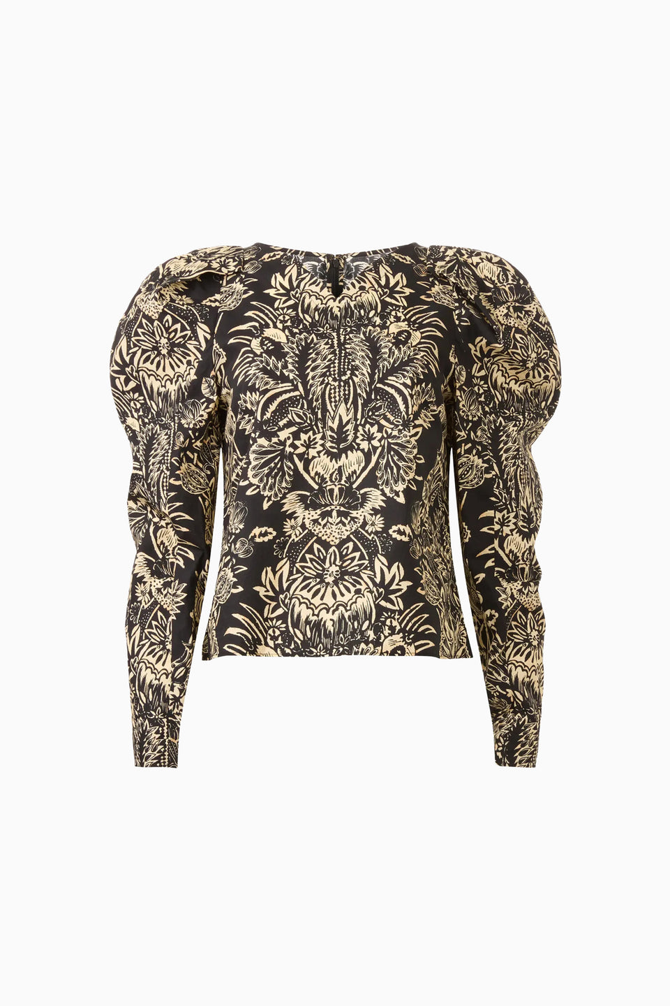 Noir Flora Botanical Print Puff Sleeve Blouse - Back View | Ulla Johnson