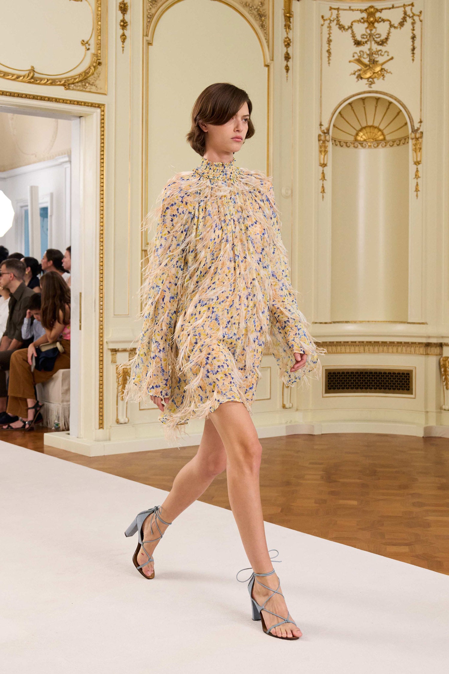Miriam Dress with Feather Embroidery - Daffodil
