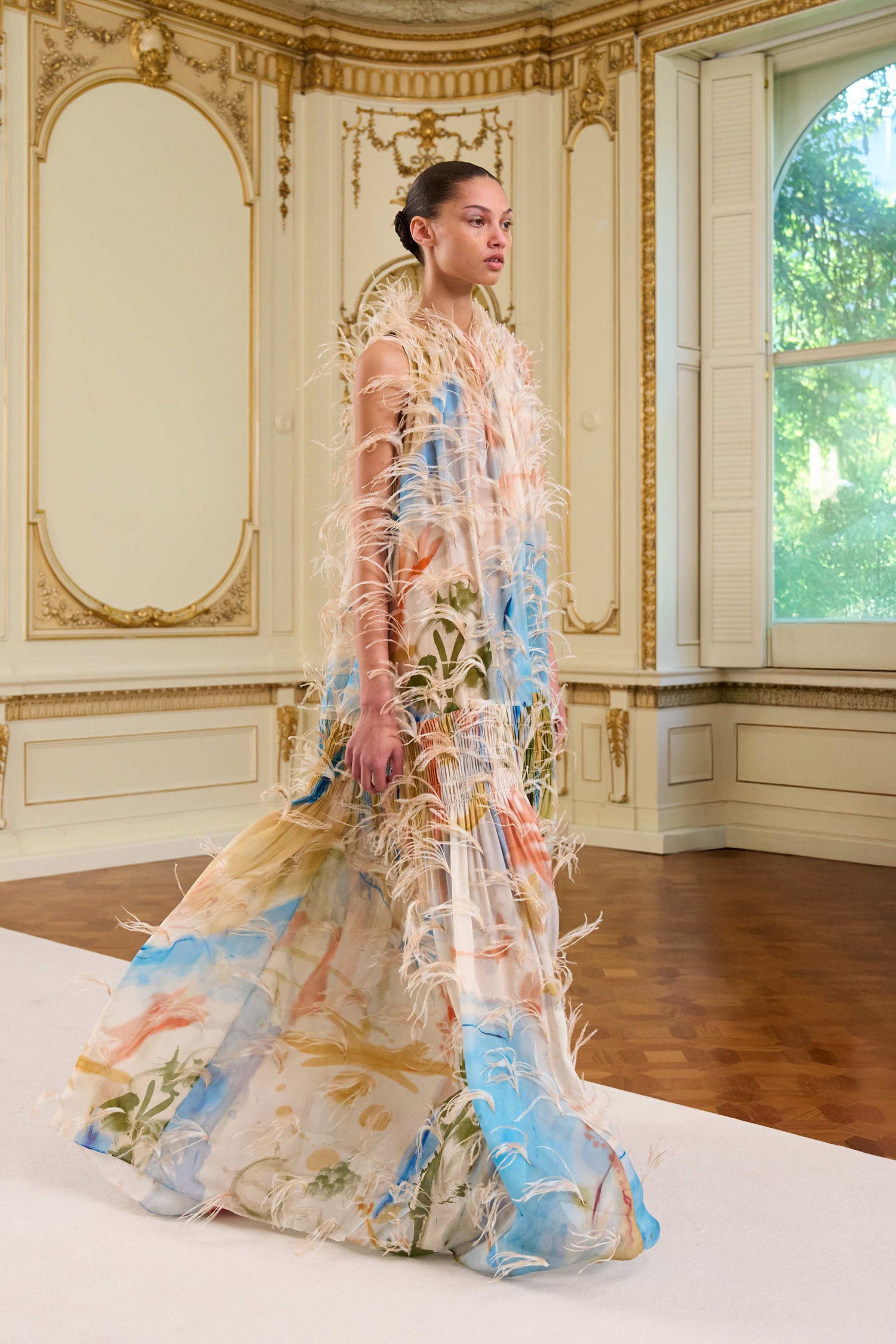 Gossamer Gown with Feather Embroidery - Western Dream