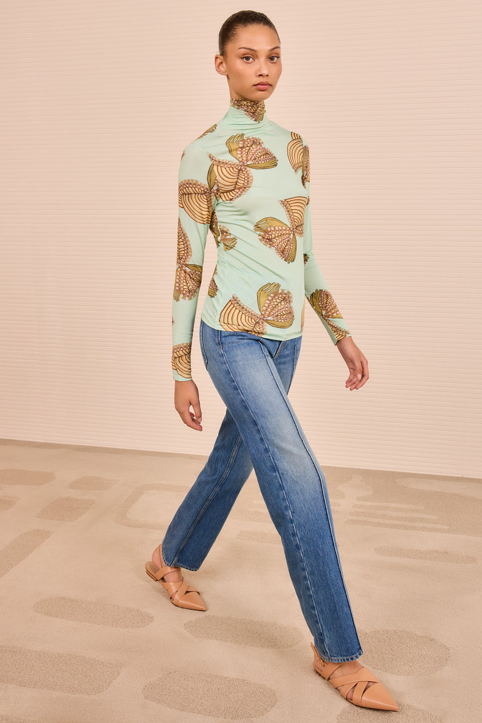 Aurelia LS Turtleneck - Water Blossoms