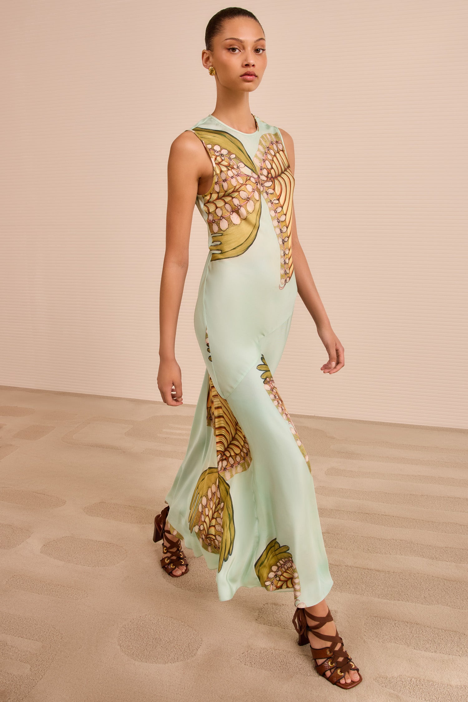 Gaea SL Midi Dress - Water Blossoms