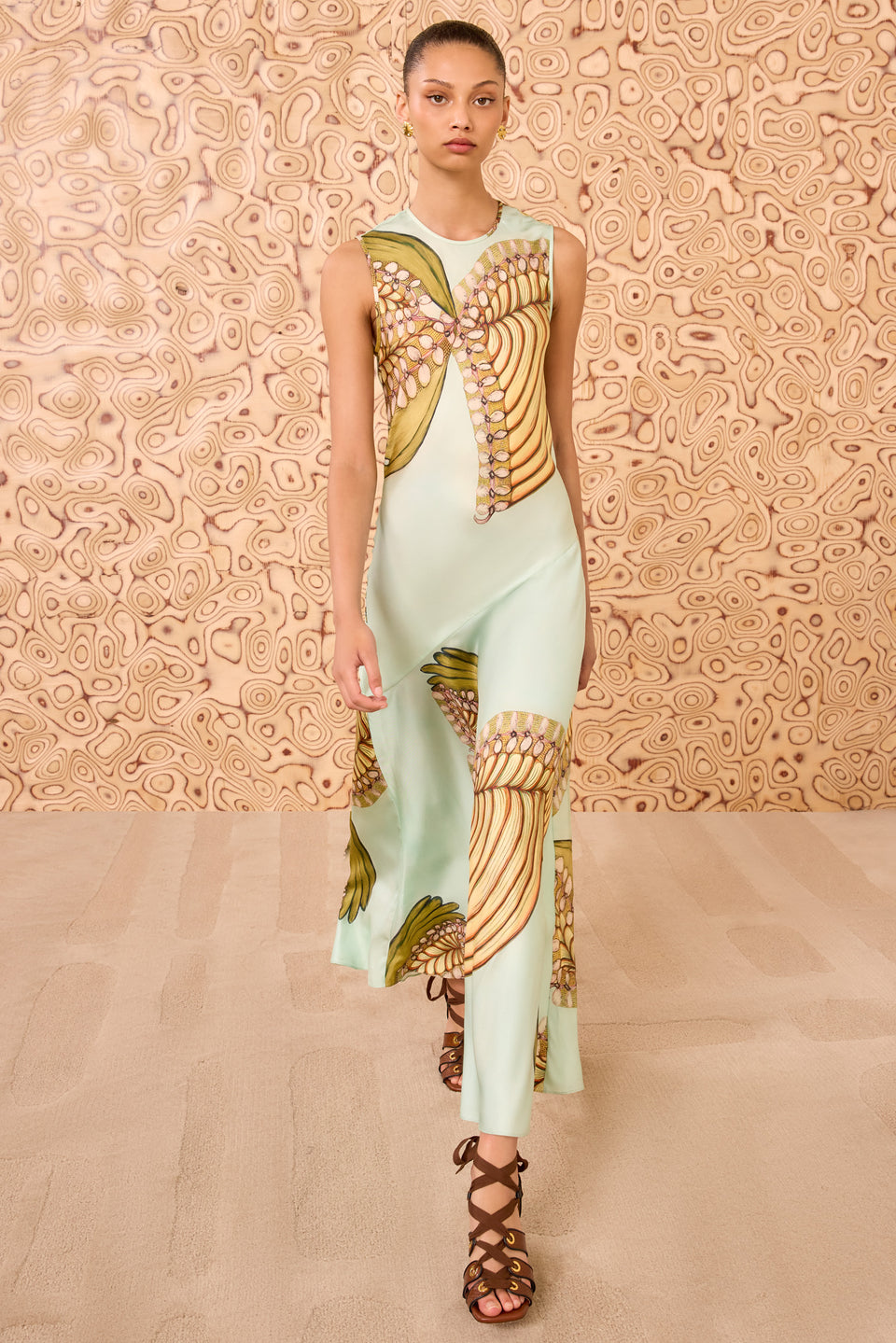 Gaea SL Midi Dress - Water Blossoms