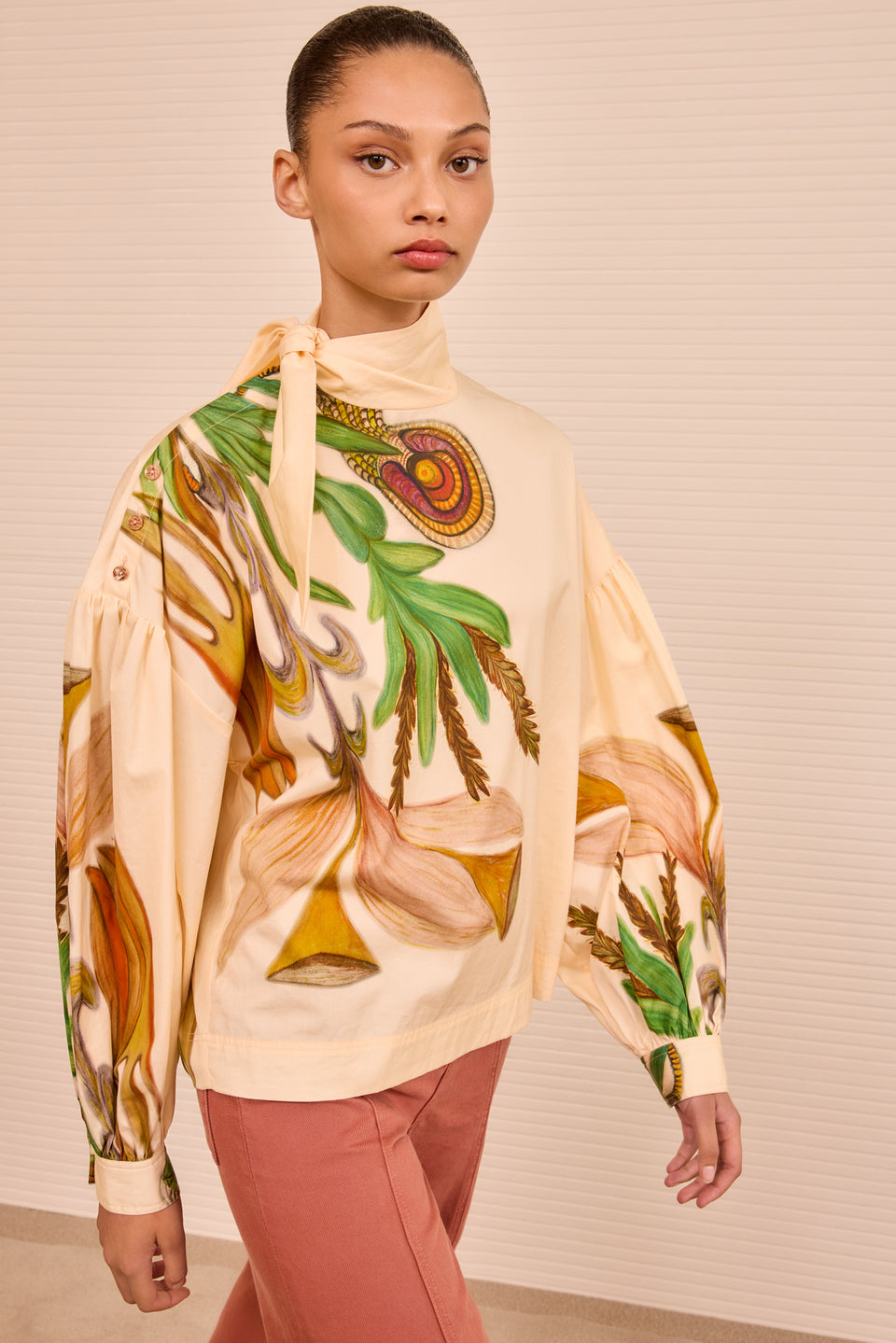 Pastel LS Tie Neck Blouse - Inner Nature