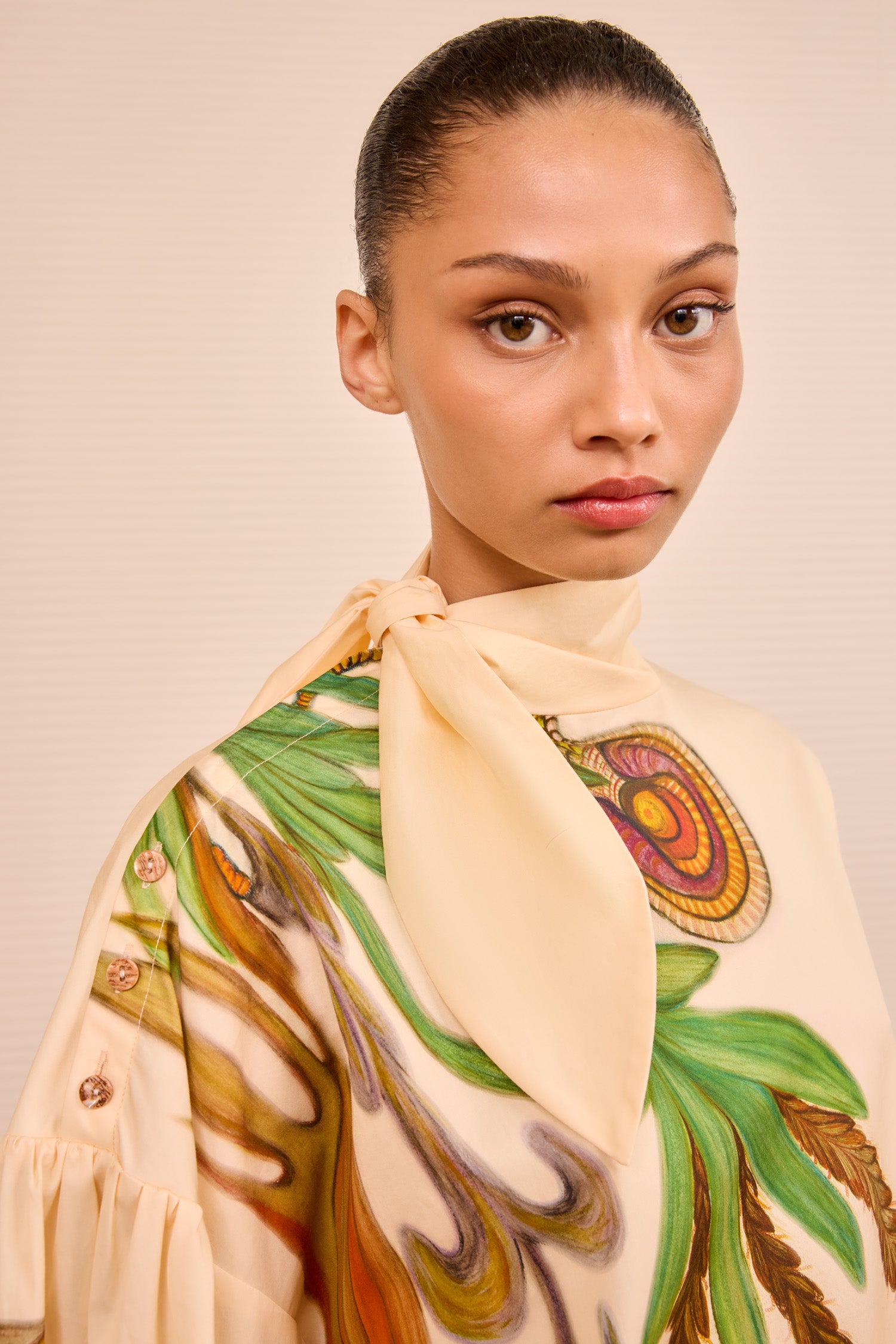 Pastel LS Tie Neck Blouse - Inner Nature