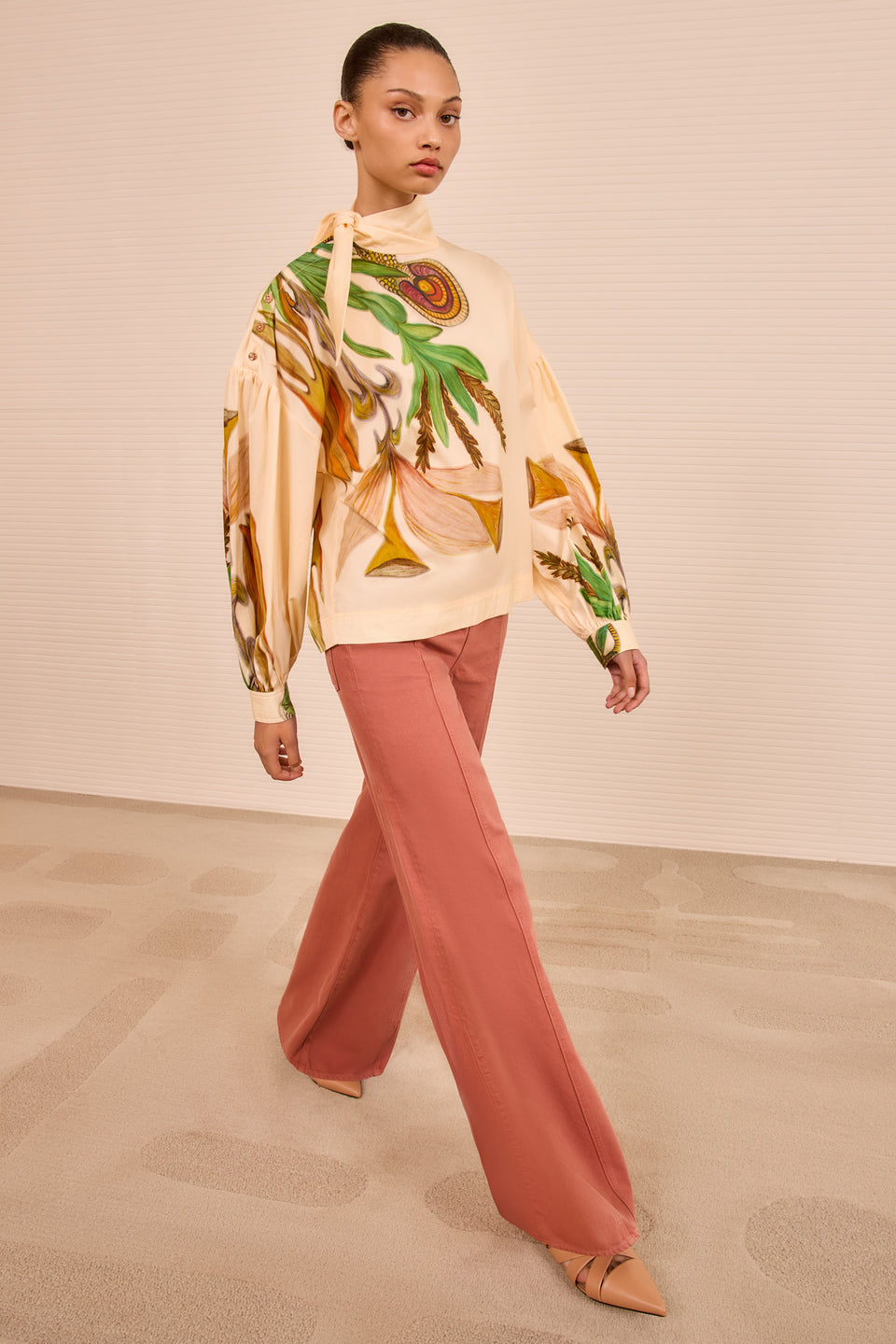 Pastel LS Tie Neck Blouse - Inner Nature