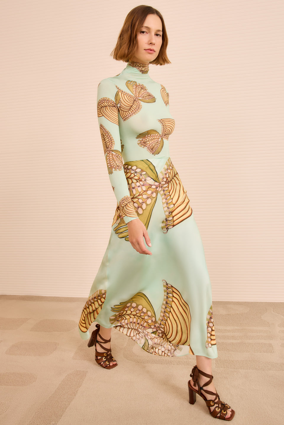 Pera Midi Slip Skirt - Water Blossoms