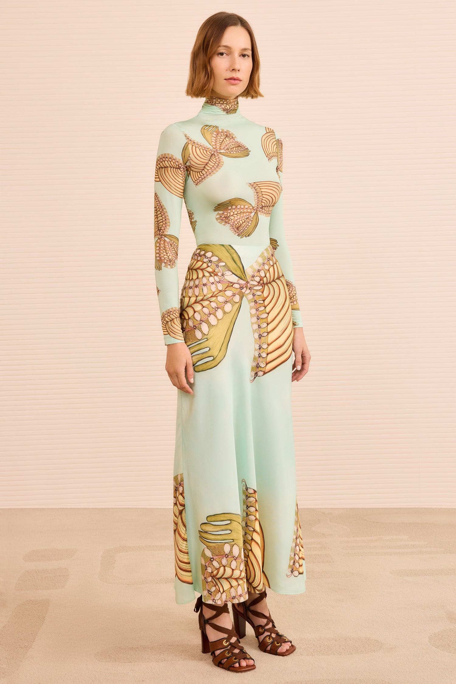 Pera Midi Slip Skirt - Water Blossoms