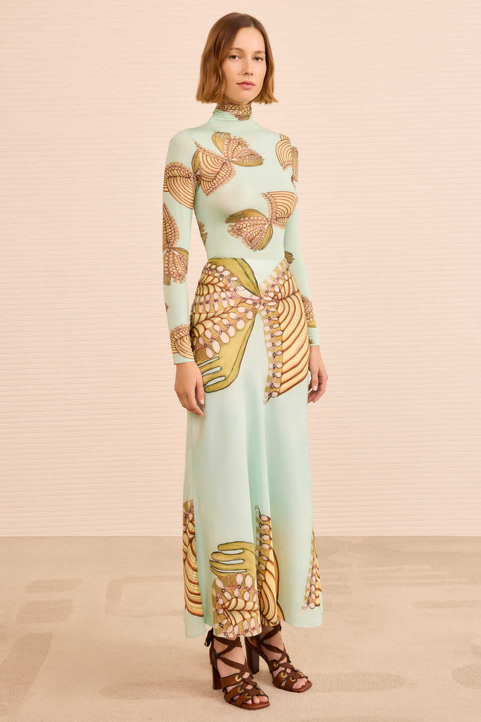 Pera Midi Slip Skirt - Water Blossoms