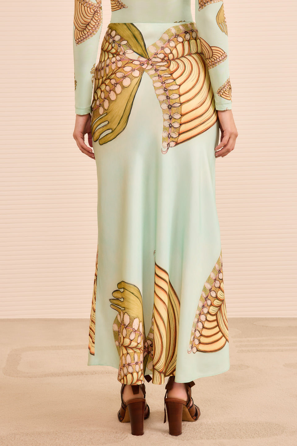 Pera Midi Slip Skirt - Water Blossoms