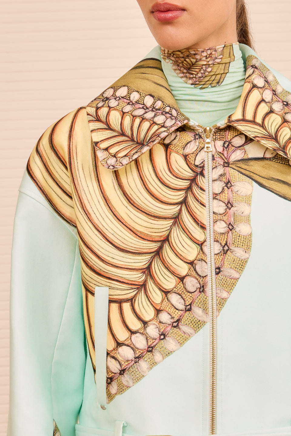 Signal Cropped Belted Jacket - Water Blossoms