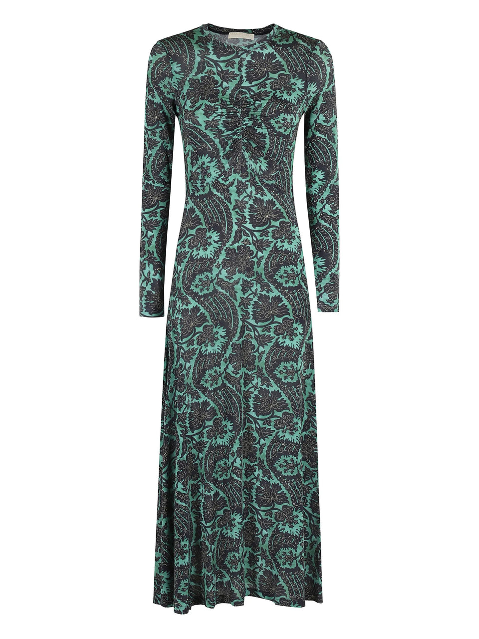 Naia Long Sleeve Ruched Long Dress - Verde
