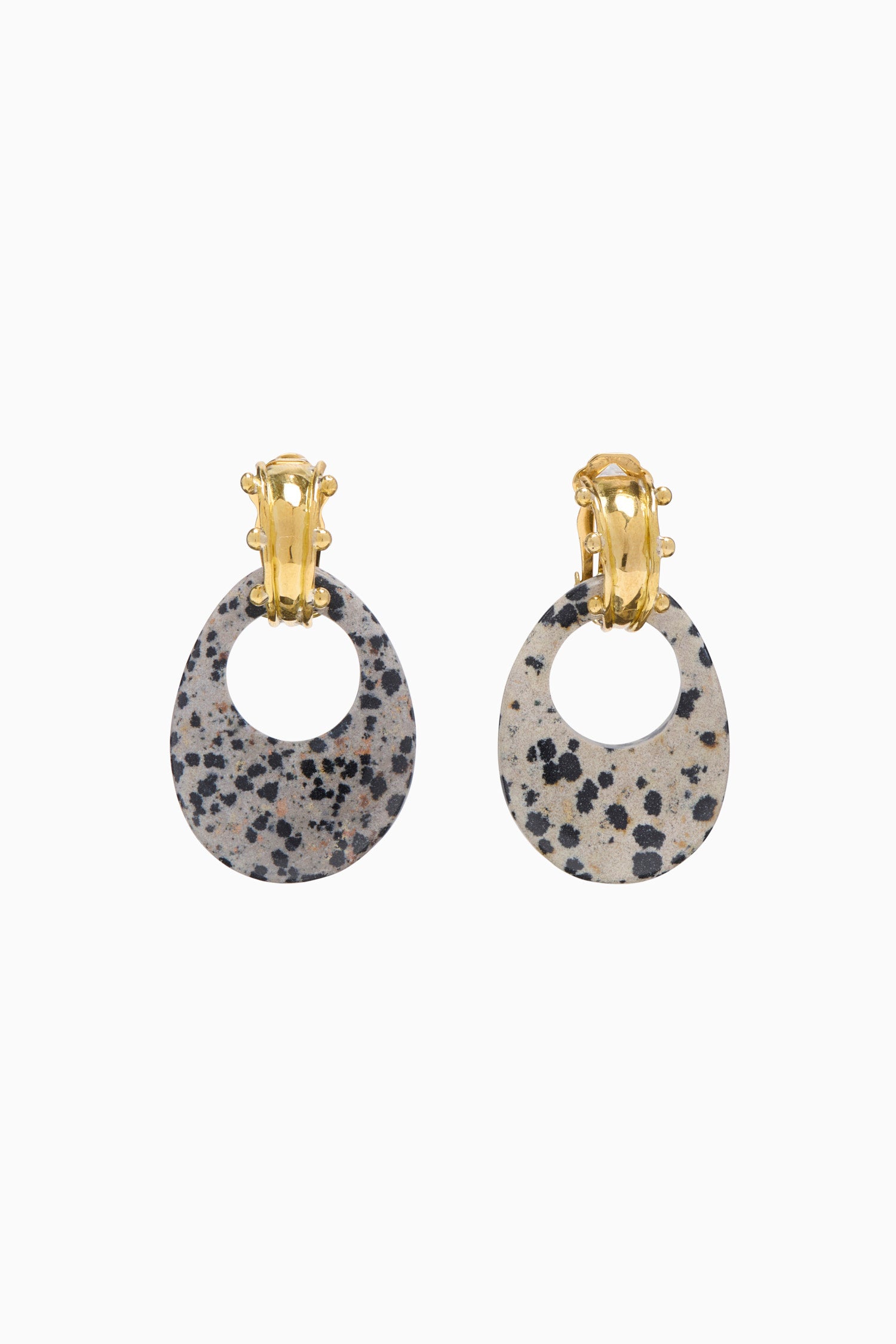 Nalani Geo Stone Earring - Dalmation Jasper