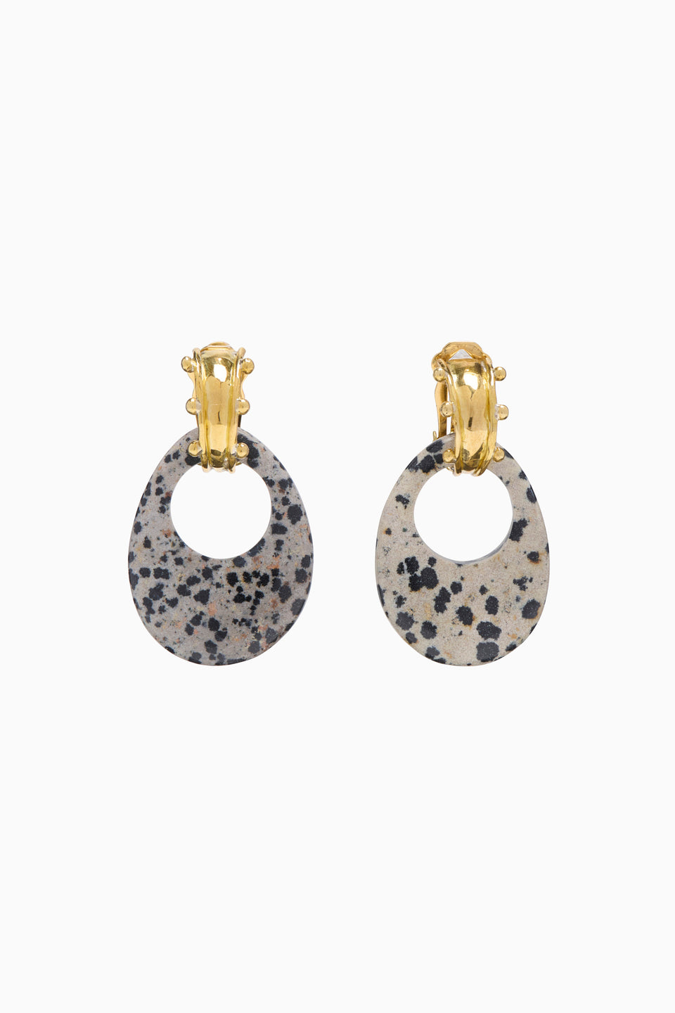 Nalani Geo Stone Earring - Dalmation Jasper