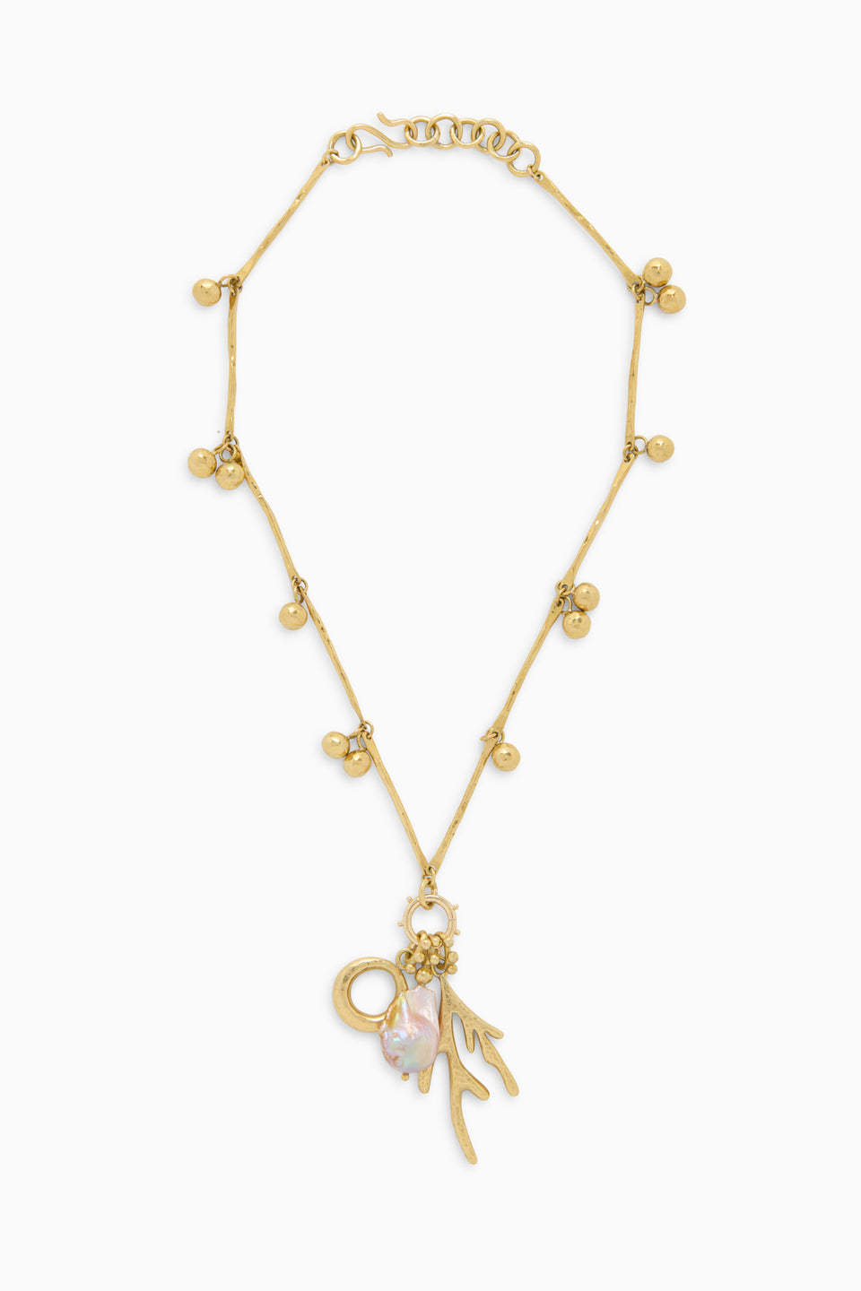 Petrina Mix Motif Coral Necklace - Brass