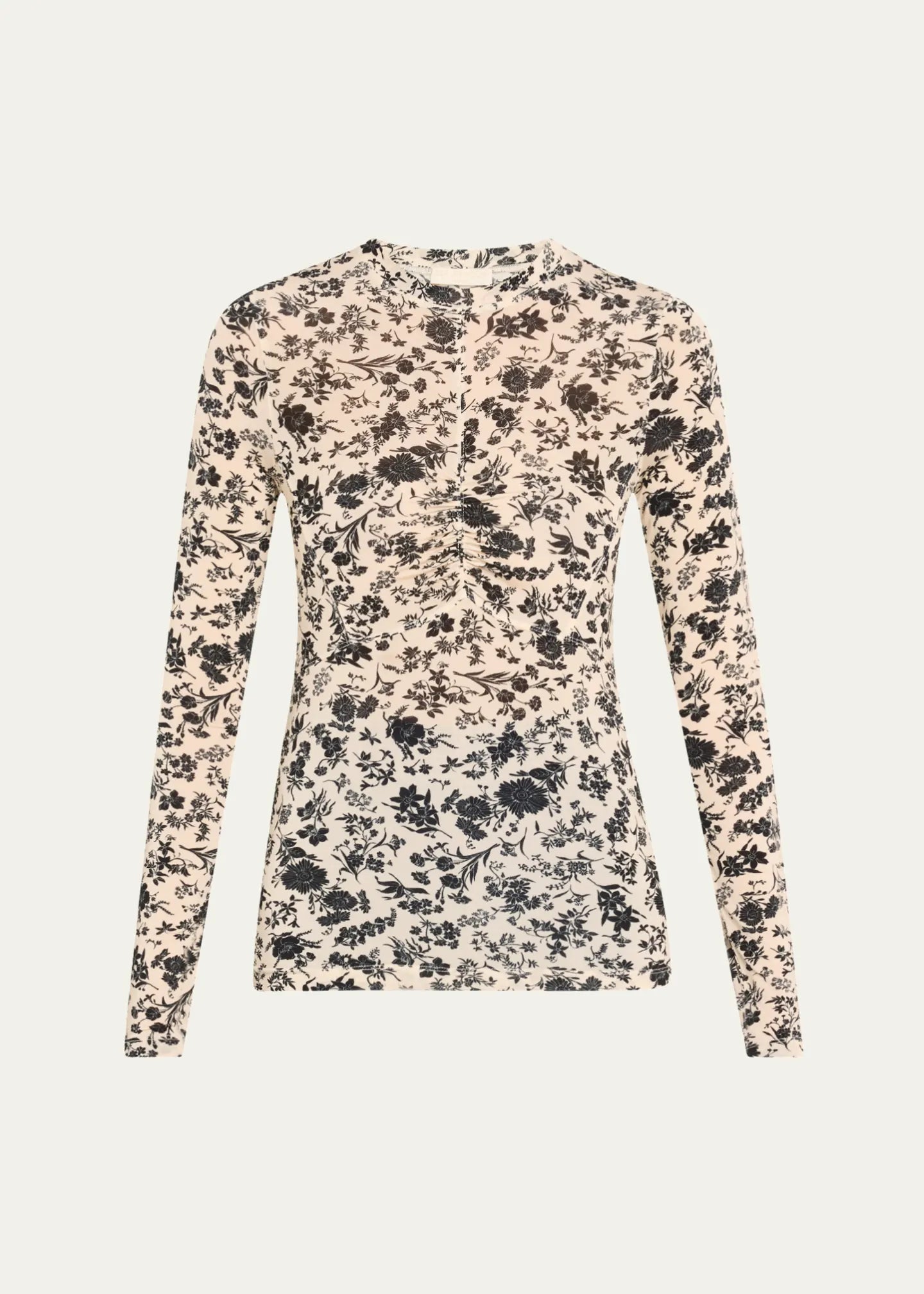 Neri Long Sleeve Ruched Top - White Gardenia