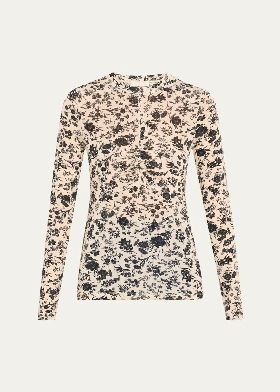 Neri Long Sleeve Ruched Top - White Gardenia