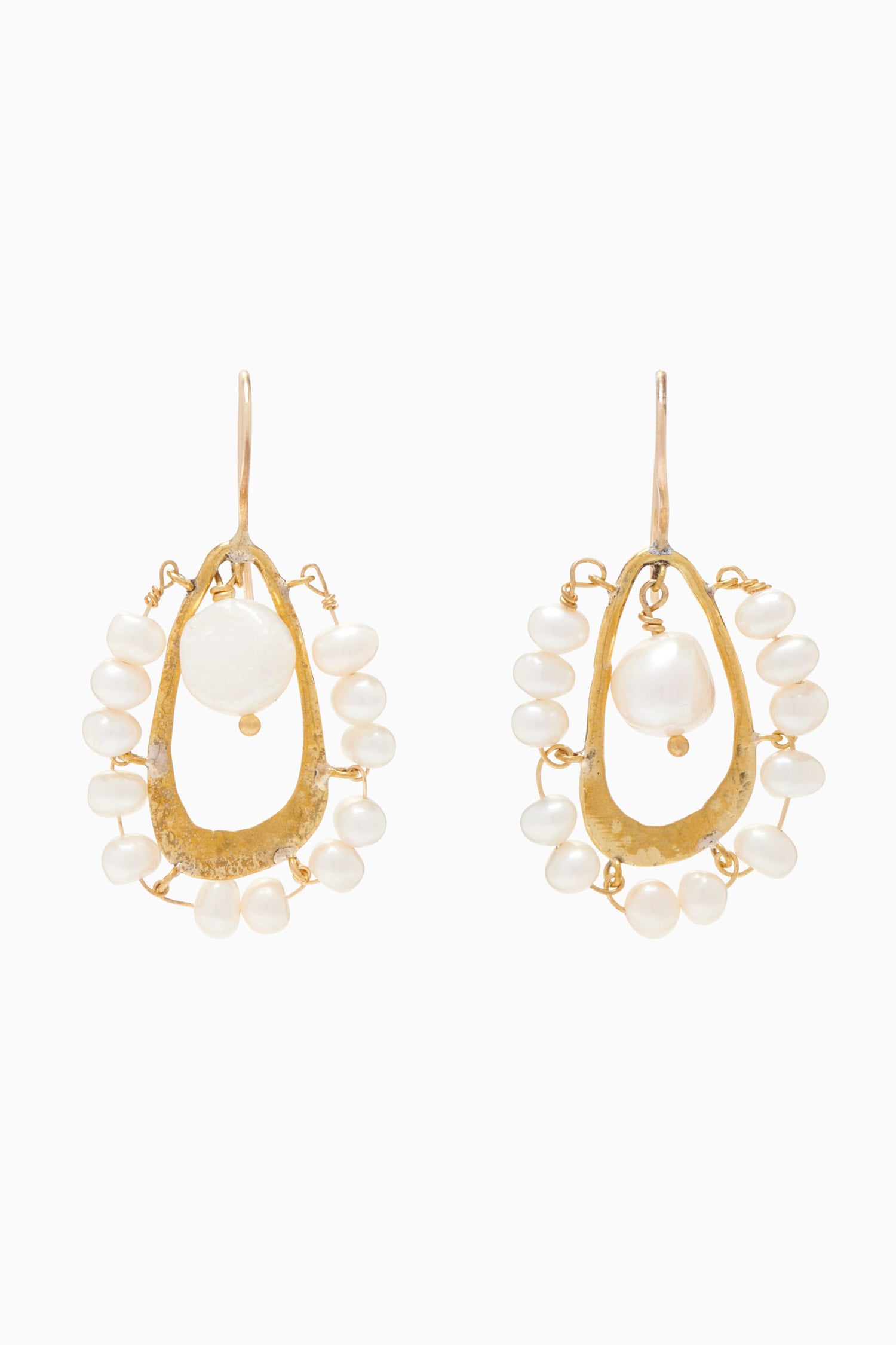 Beaded Single Drop Earring - Pearl