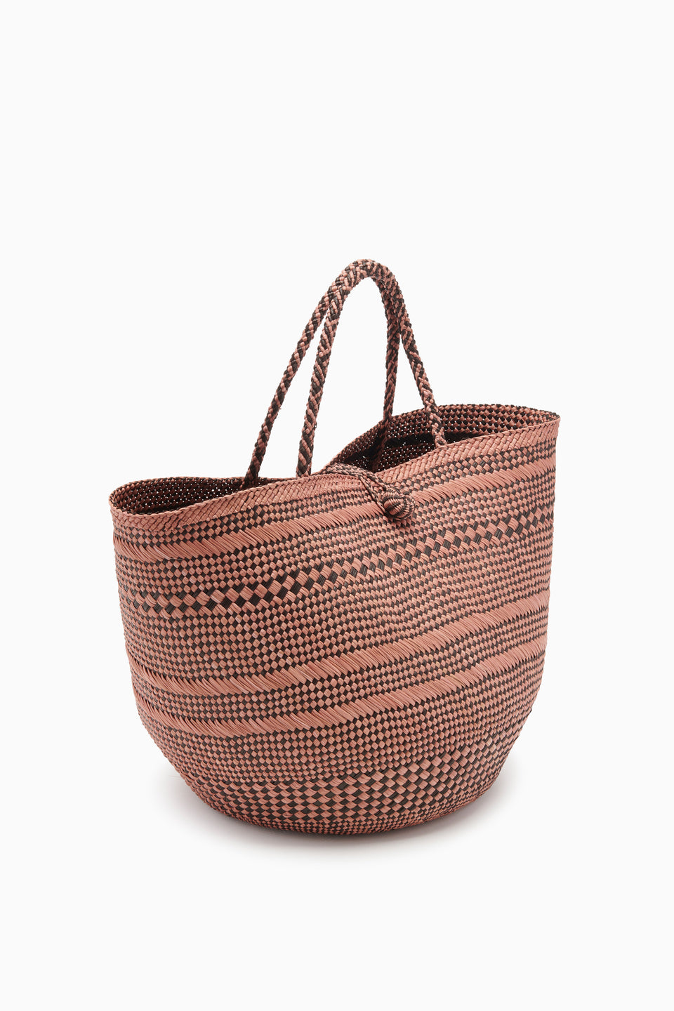 Marta Large Basket Tote - Amber Brown Stripe