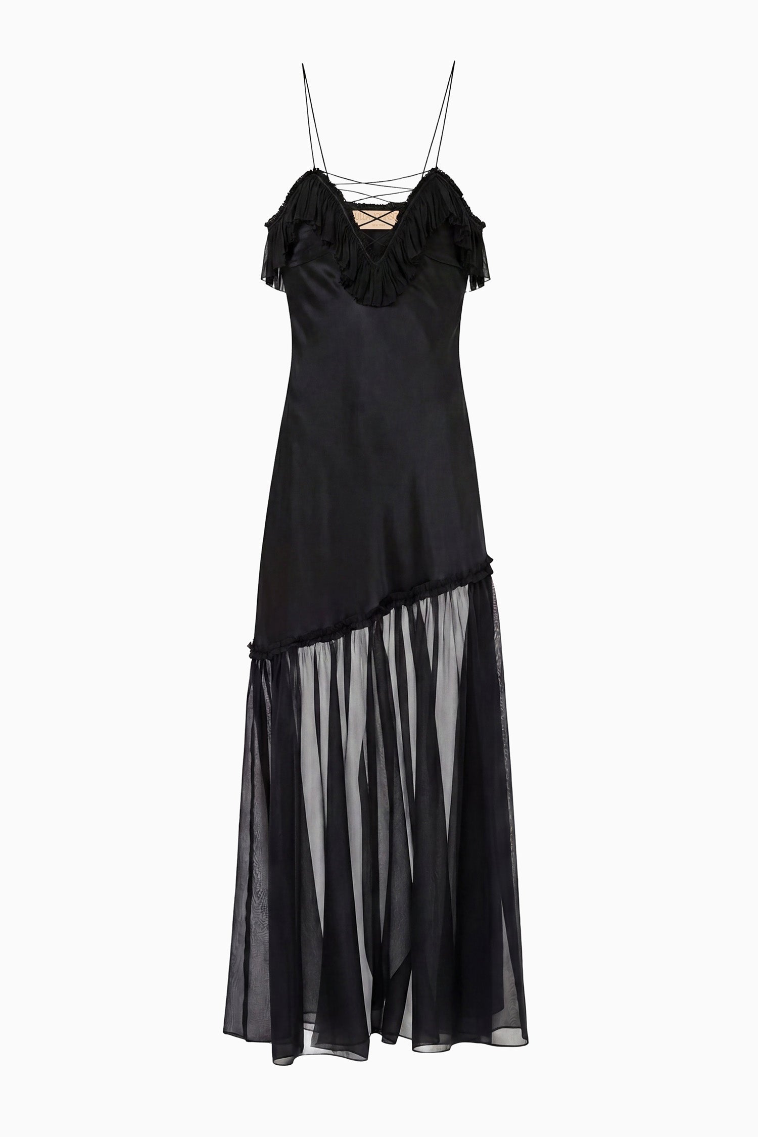 Ulla Johnson Elaria Cami Silk Gown with Lace Up - Noir