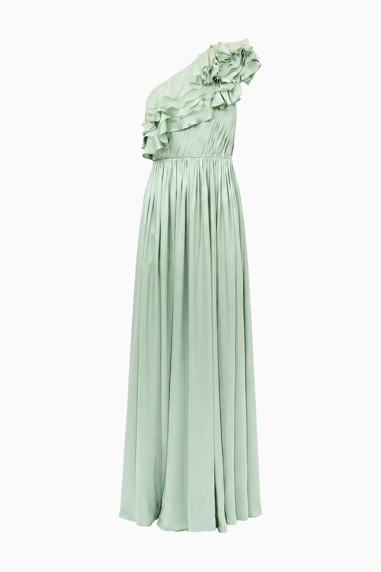Avalina Ruffled Silk One Shouder Gown - Celadon - Ulla Johnson Avalina Ruffled Silk One Shouder Gown - Celadon - Ulla Johnson