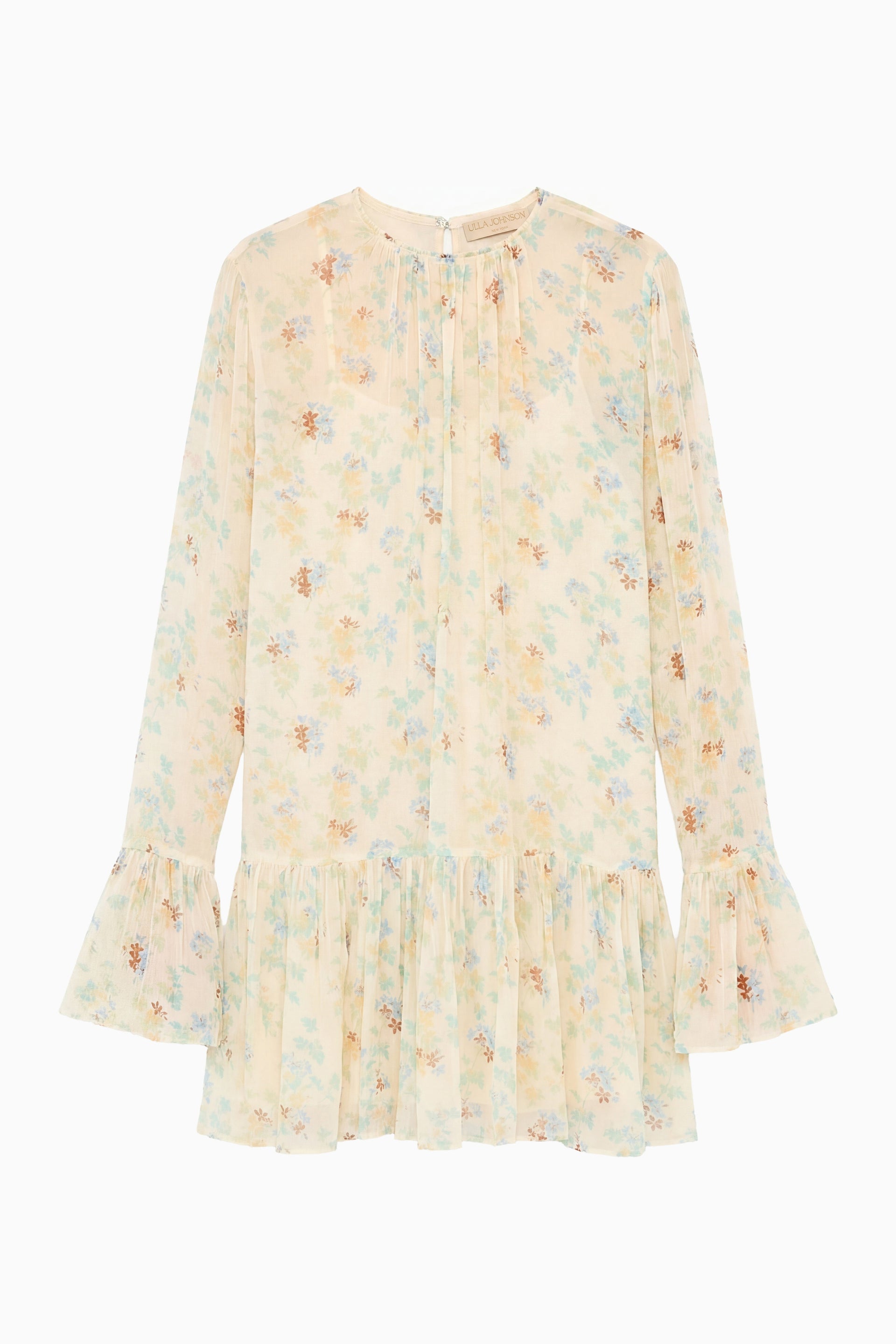 Emmeline Silk LS Mini Dress - Moon Petal