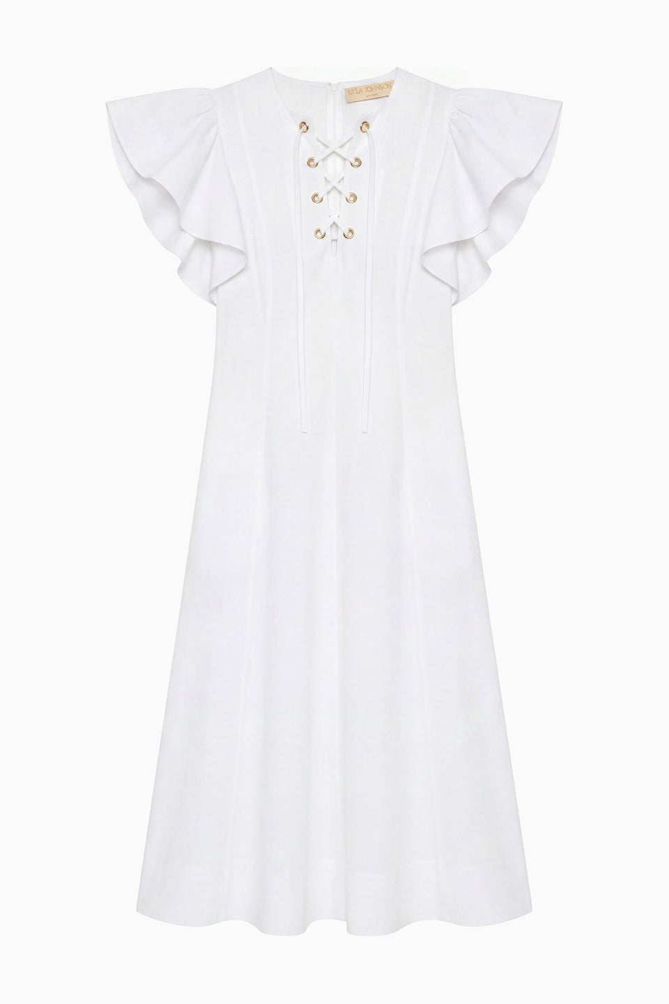Odessa Cotton Dress with Lace Up - Cowrie