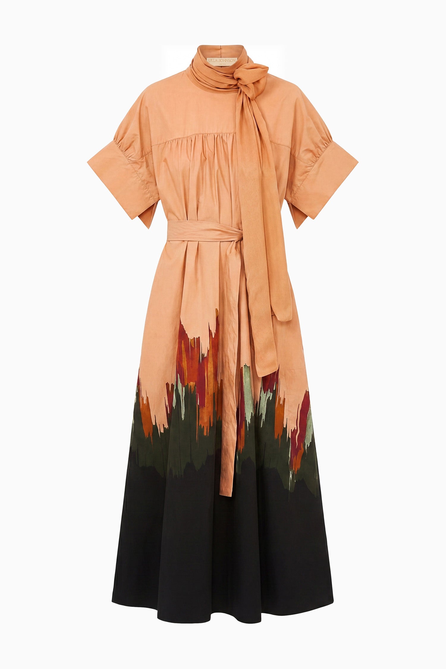Ulla Johnson Studio Cotton Dress with Chiffon Tie - Agate