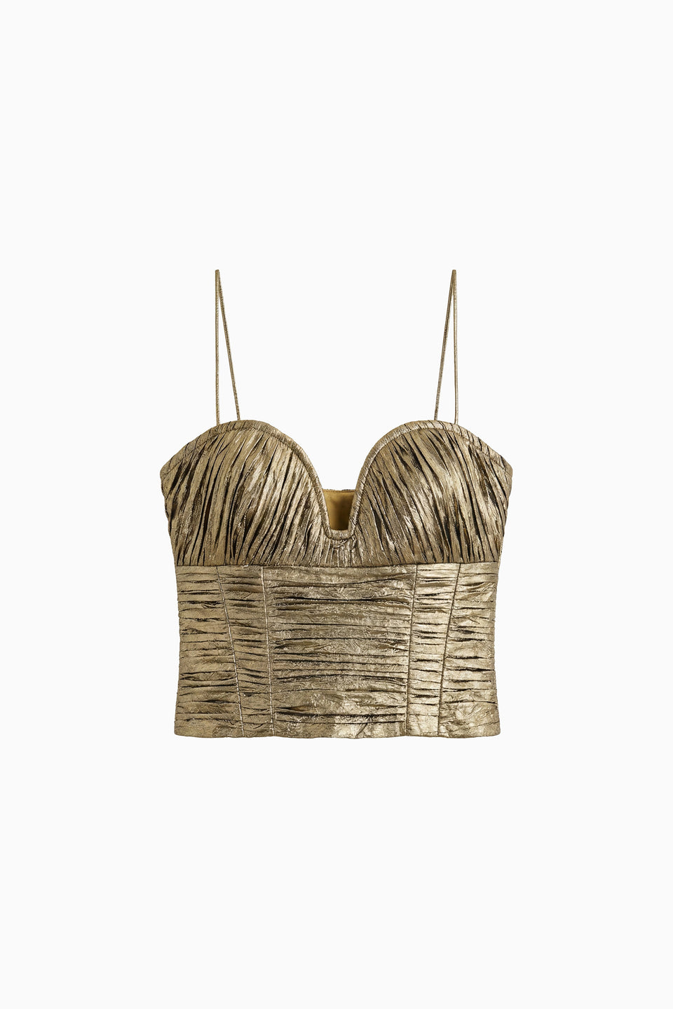 Vina Taffeta Cropped Bustier Top - Light Gold