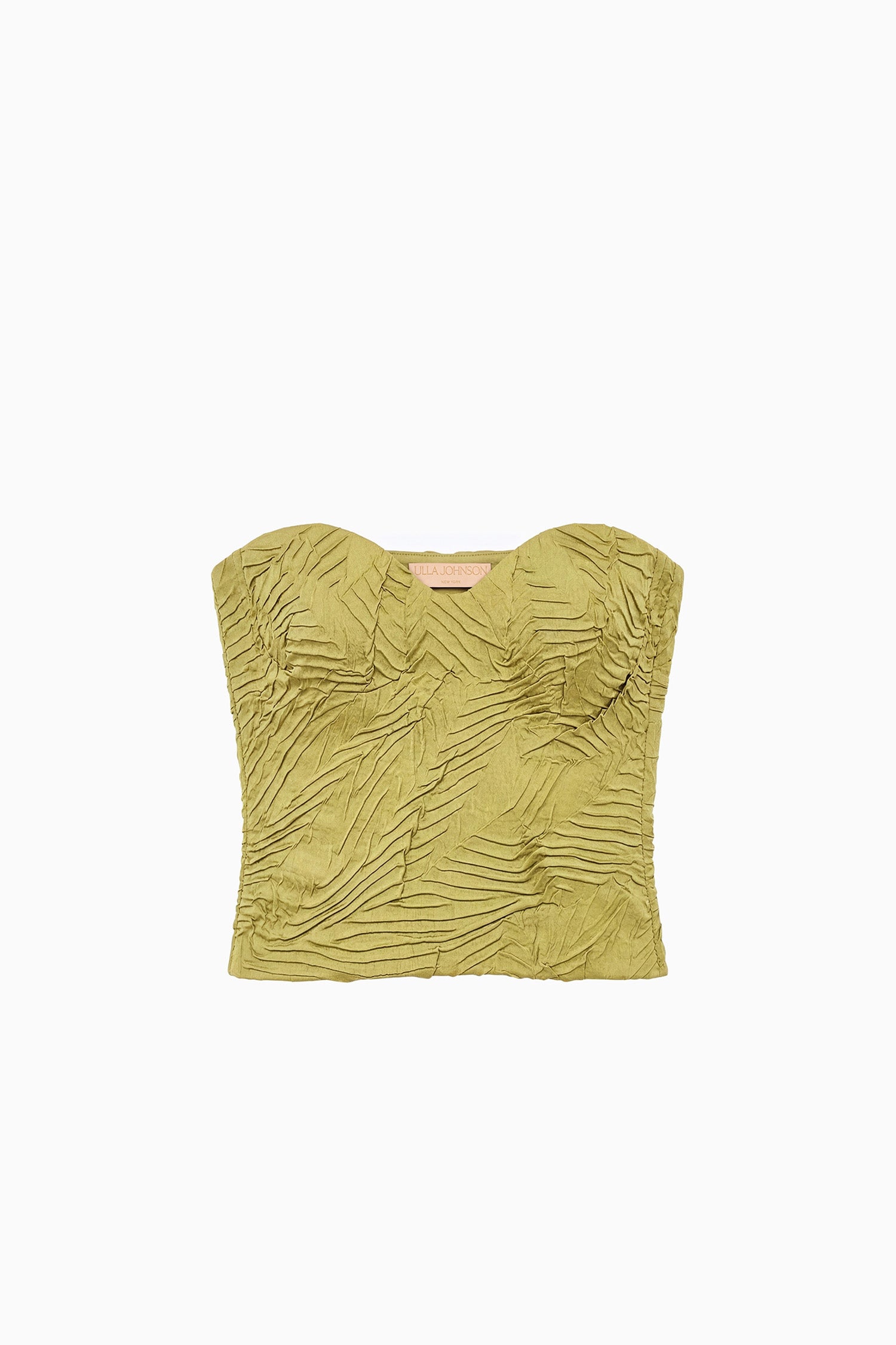 Ulla Johnson Heleen Satin Cropped Bustier Top - Moss Gold