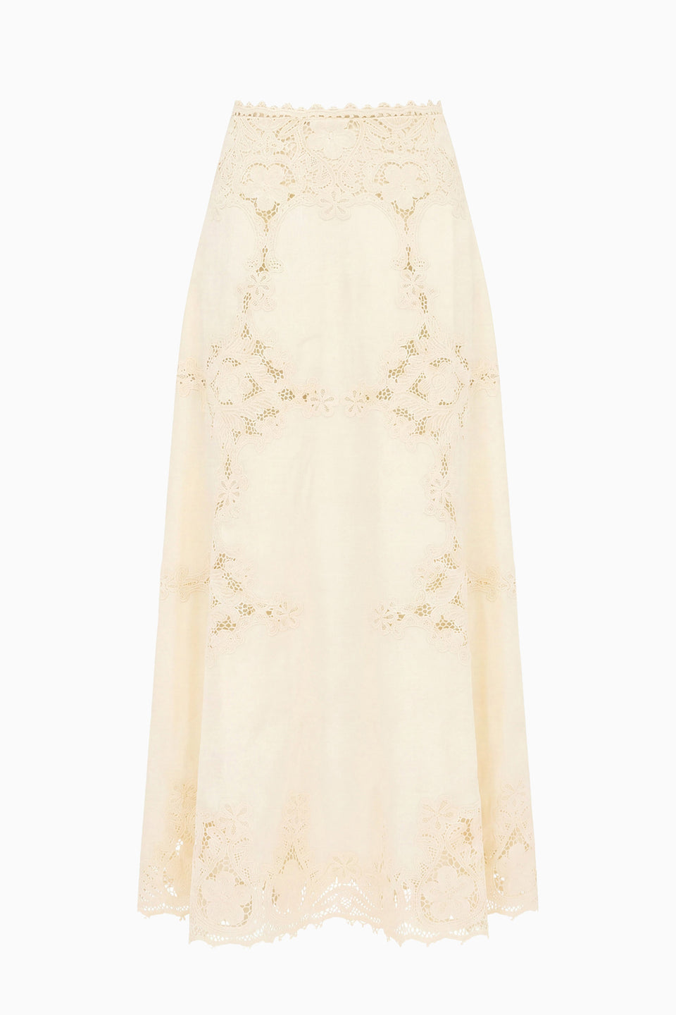 Fleur Linen Midi Skirt - Ivory
