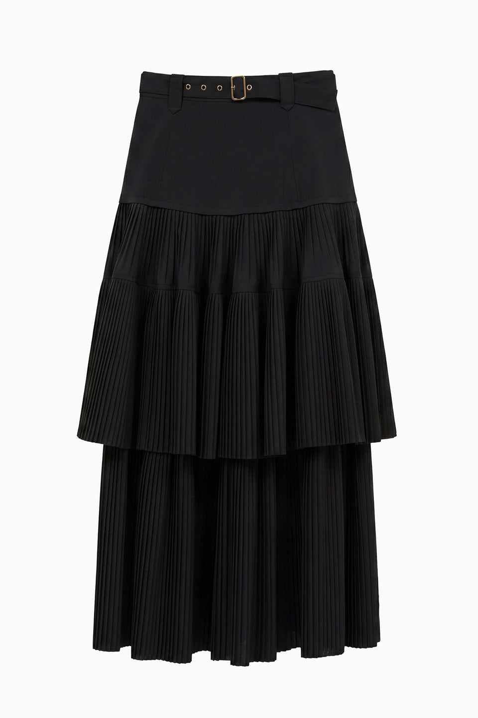 Coralie Pleated Wool Skirt - Noir