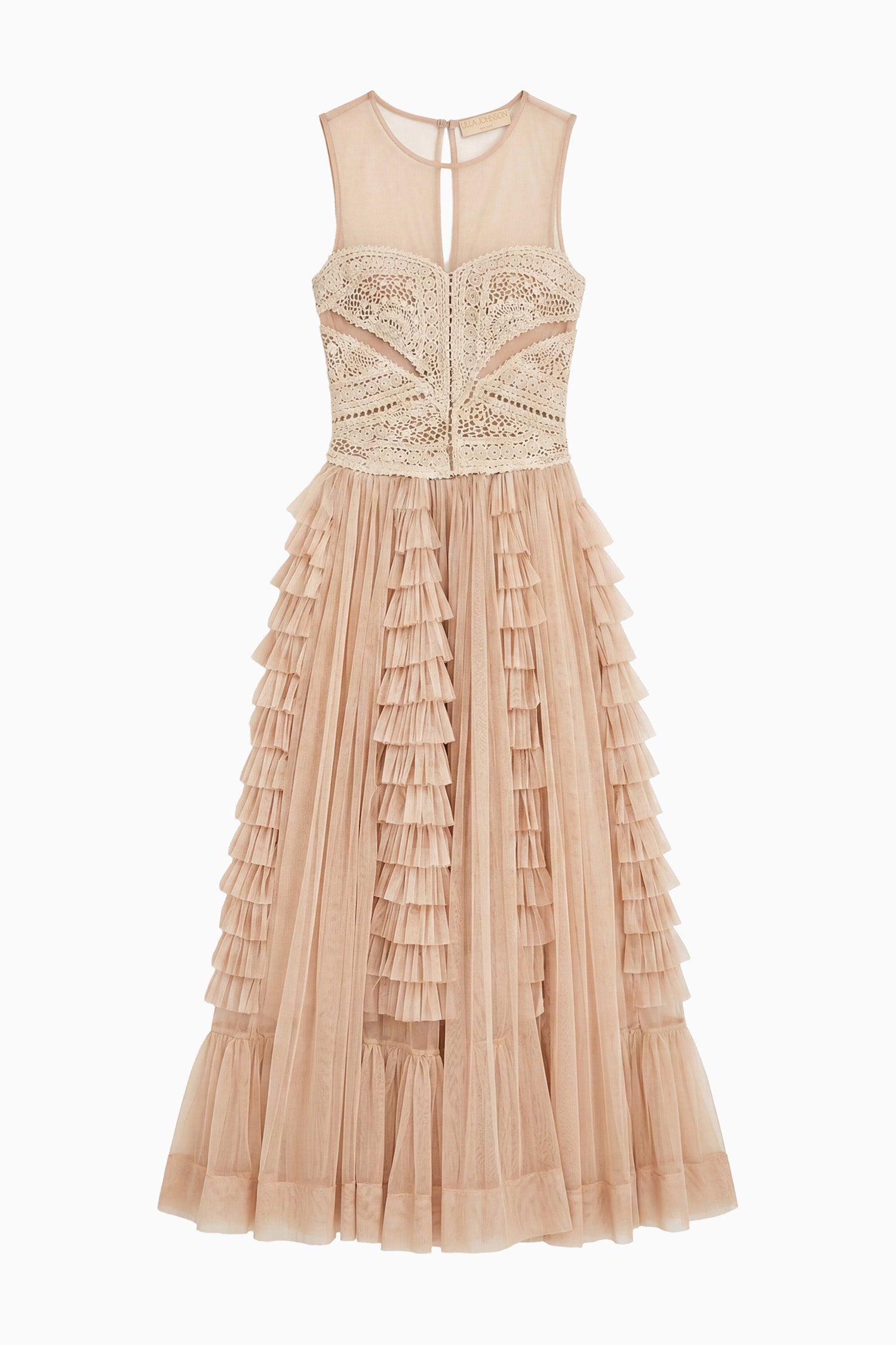 Orla Crochet & Tulle Dress - Sandstone - Ulla Johnson