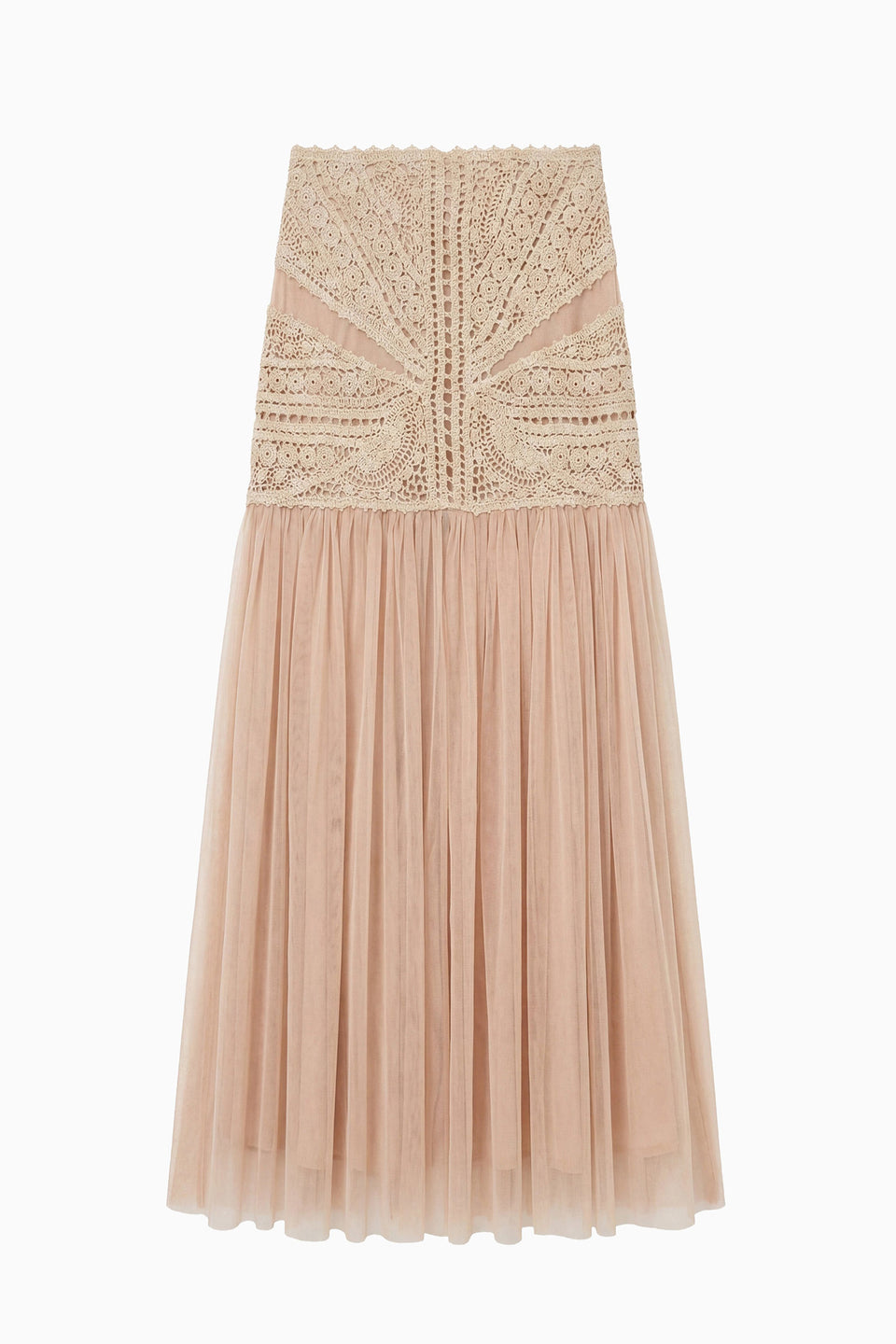 Araminta Crochet & Tulle Skirt - Sandstone