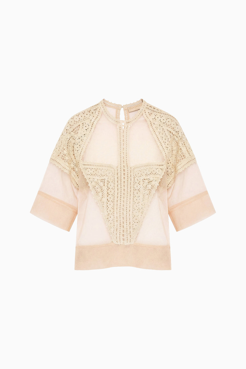 Tess Crochet & Tulle Top - Sandstone