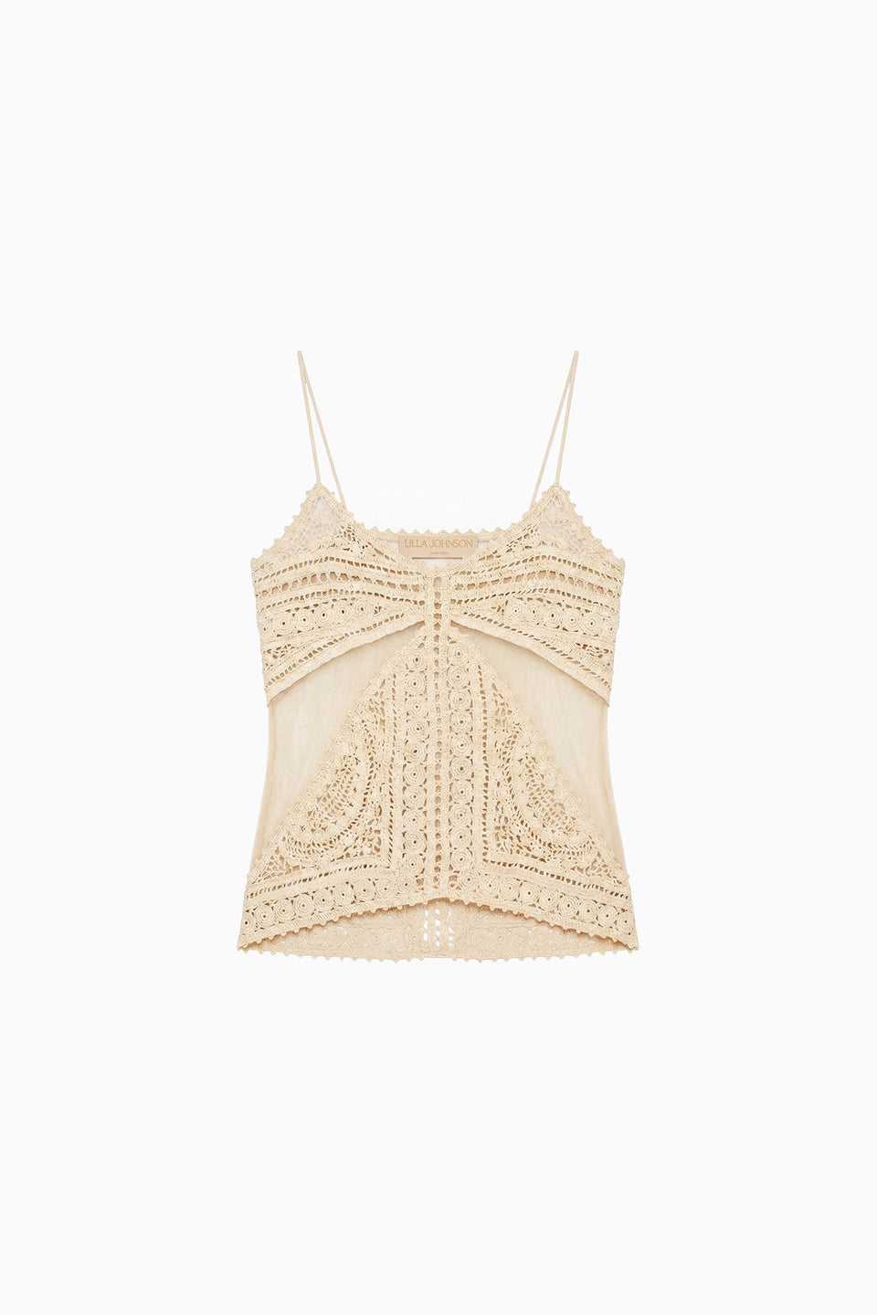 Mollie Crochet & Tulle Top - Sandstone