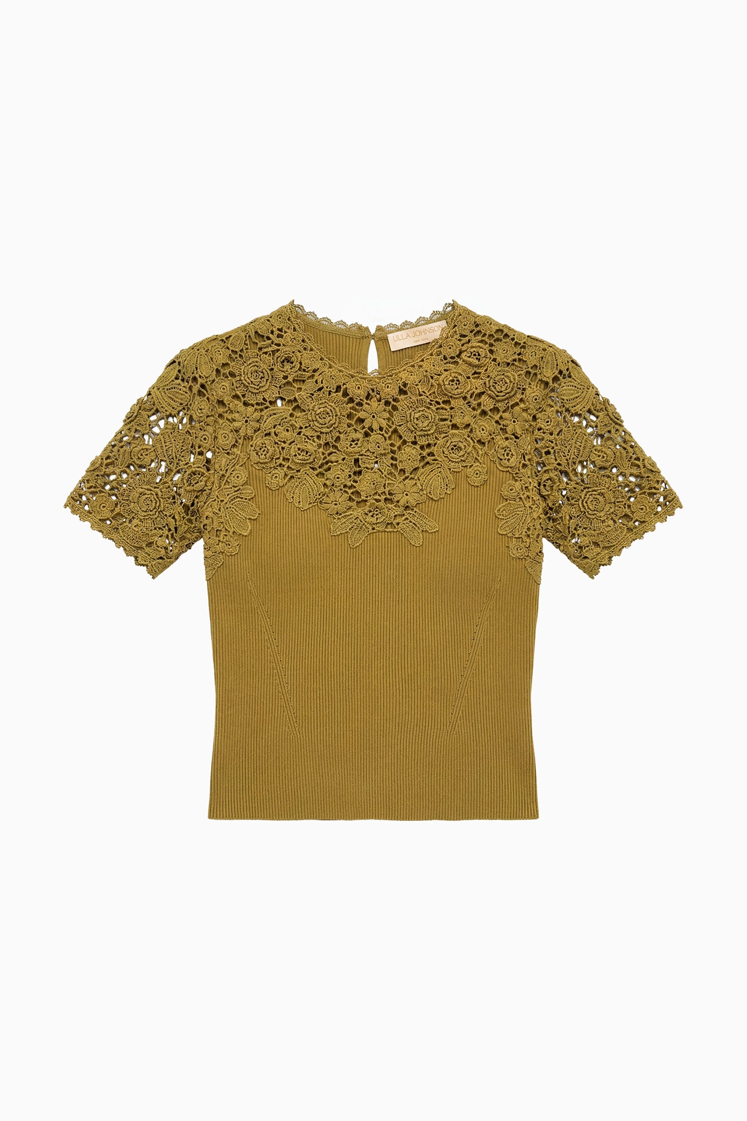 Ulla Johnson Clelia SS Crochet Top - Loden