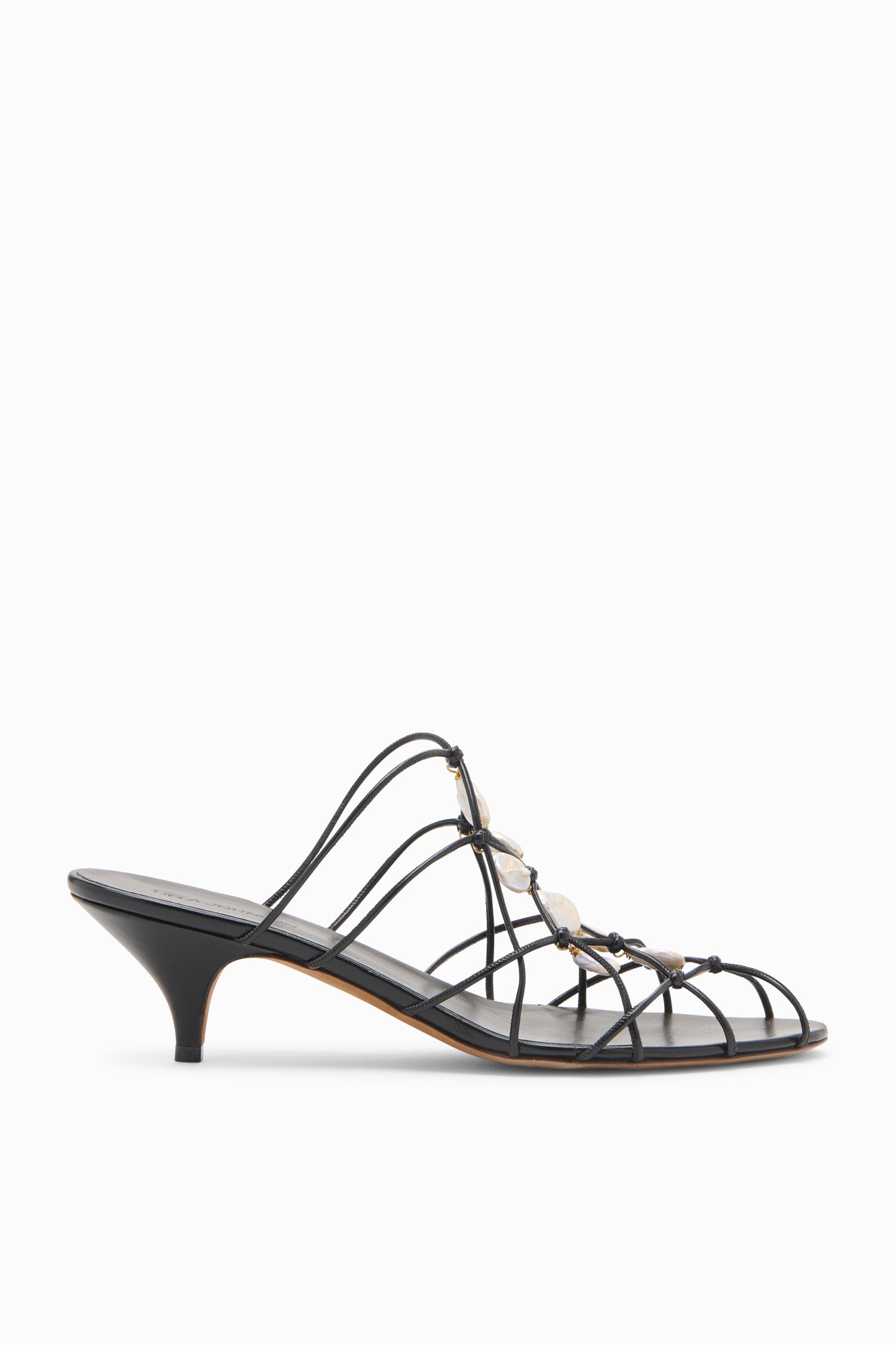 Colette Kitten Heel Sandal Pearls Noir